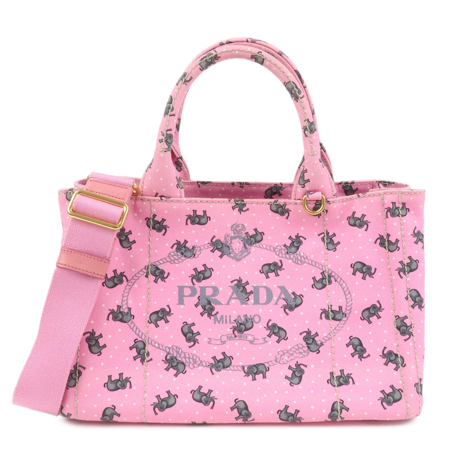 PRADA Canapa Mini Canvas Elephant 2Way Bag Shoulder Bag 1BG439