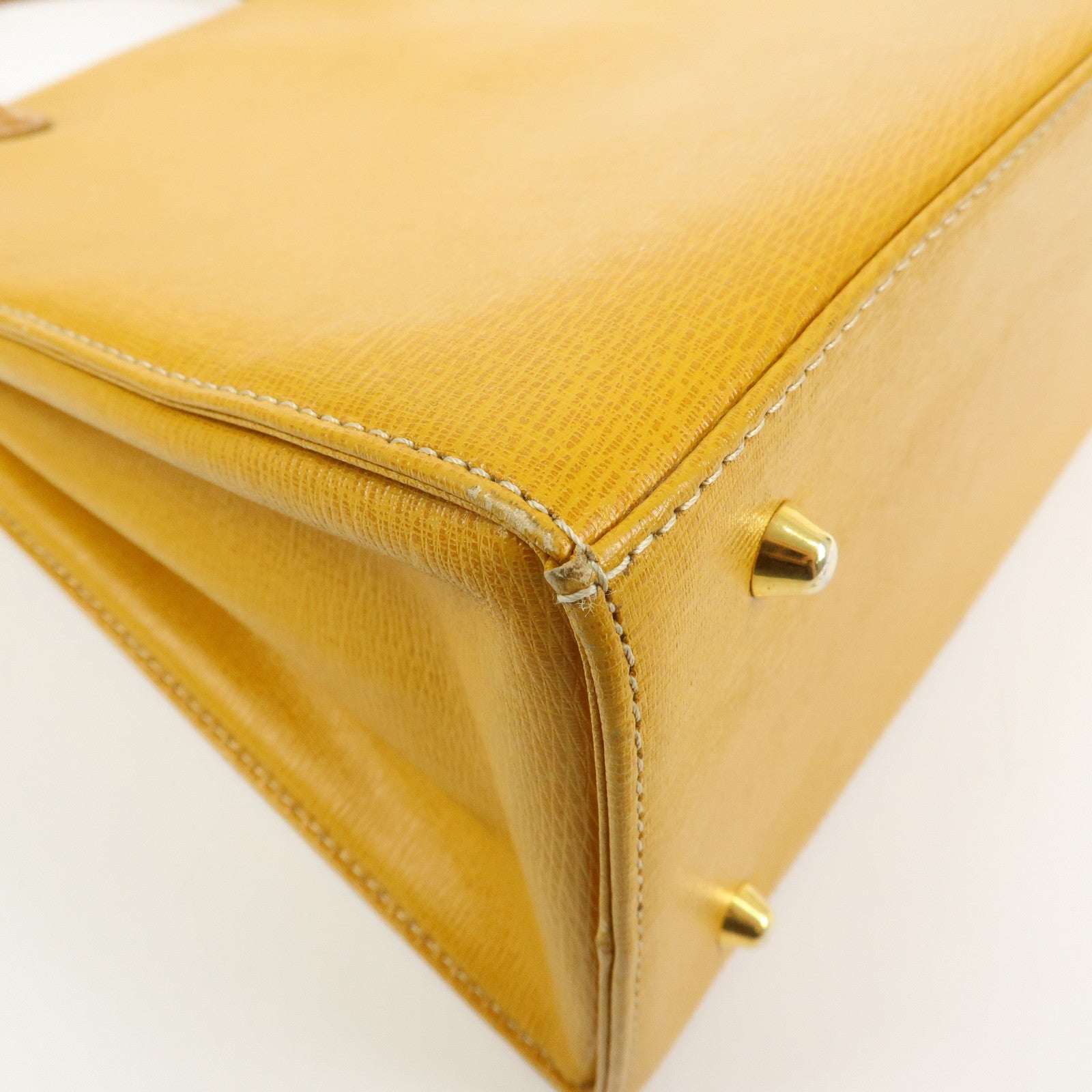 BURBERRY Logo Leather Tote Bag Hand Bag Yellow