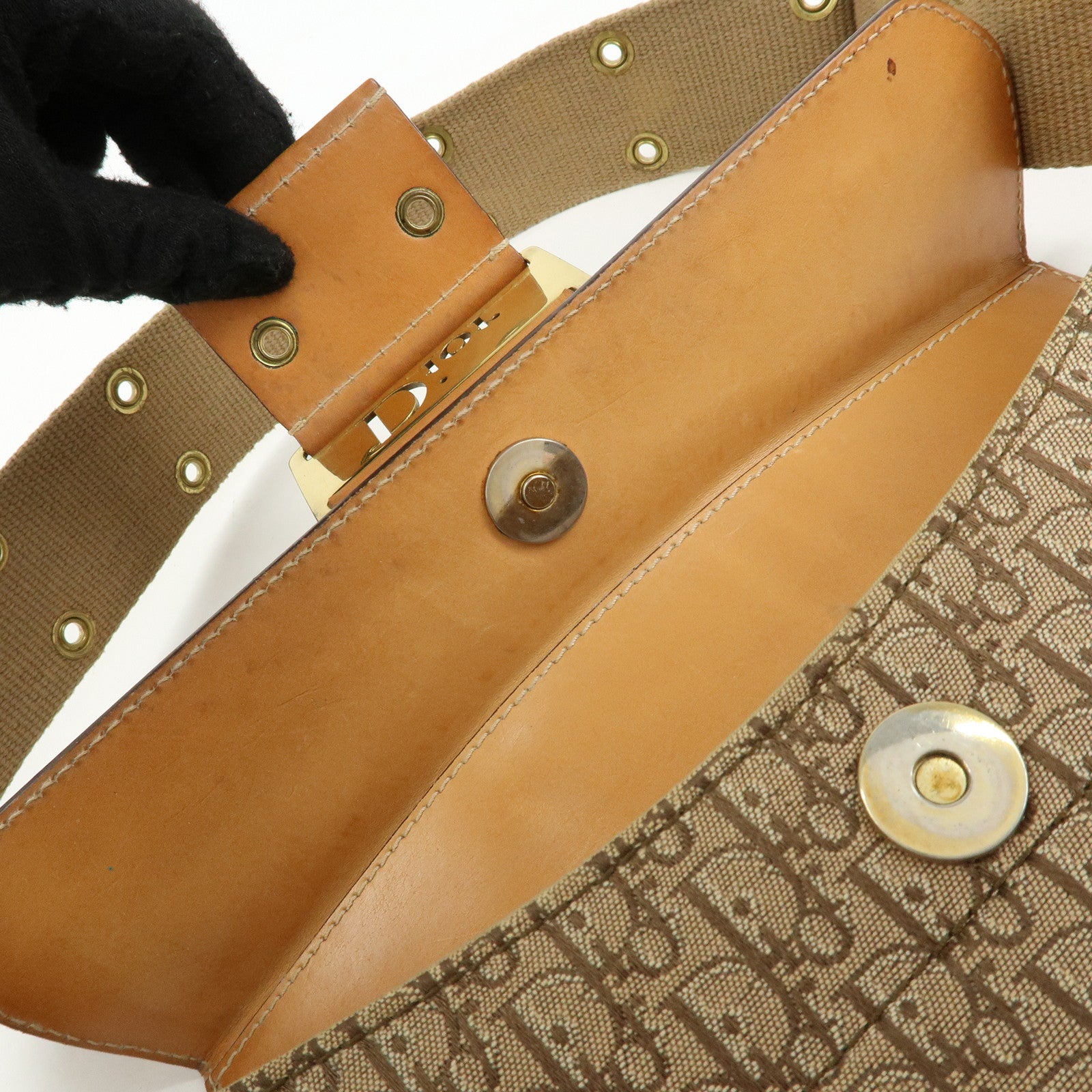 Christian Dior Trotter Street Chic Canvas Leather Shoulder Bag