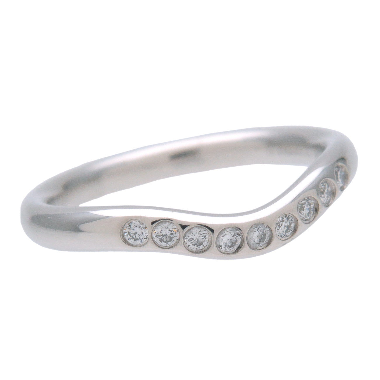 Tiffany & Co Curved Band 9P Diamond Ring 950PT Platinum US4 EU46.5 Used