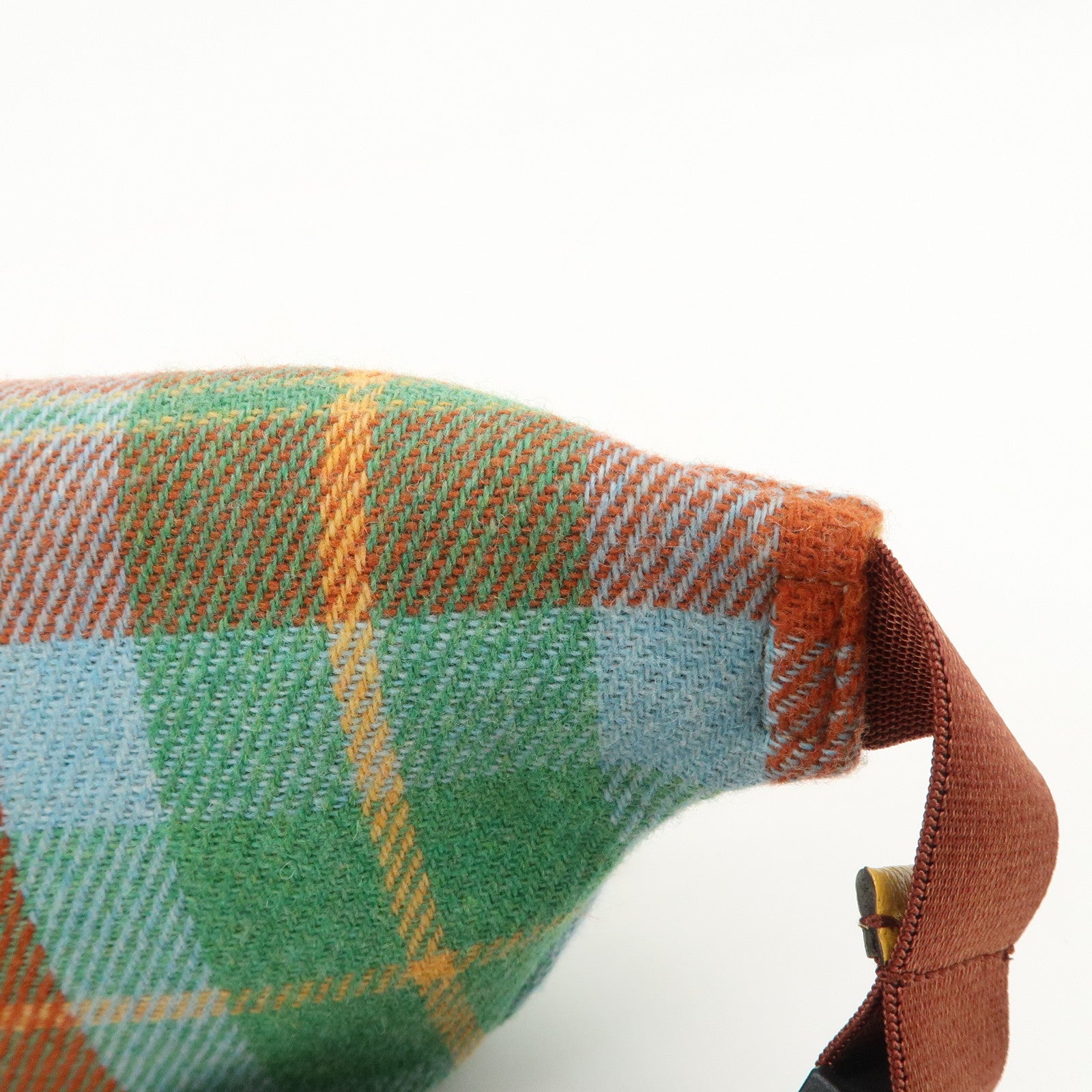 GUCCI Children's Wool Leather Body Bag Waist Bag Brown Green 502095