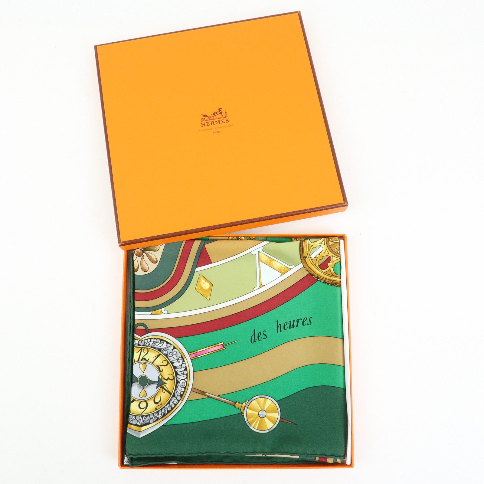 HERMES Carre90 Silk100% Scarf Parmi les fleurs je compte les heures