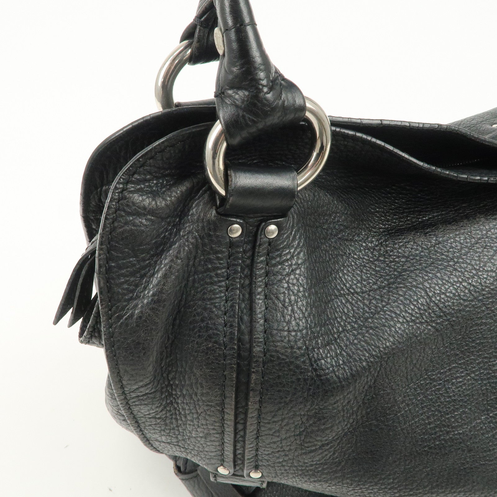 CELINE Bittersweet Leather Shoulder Bag Hand Bag Black