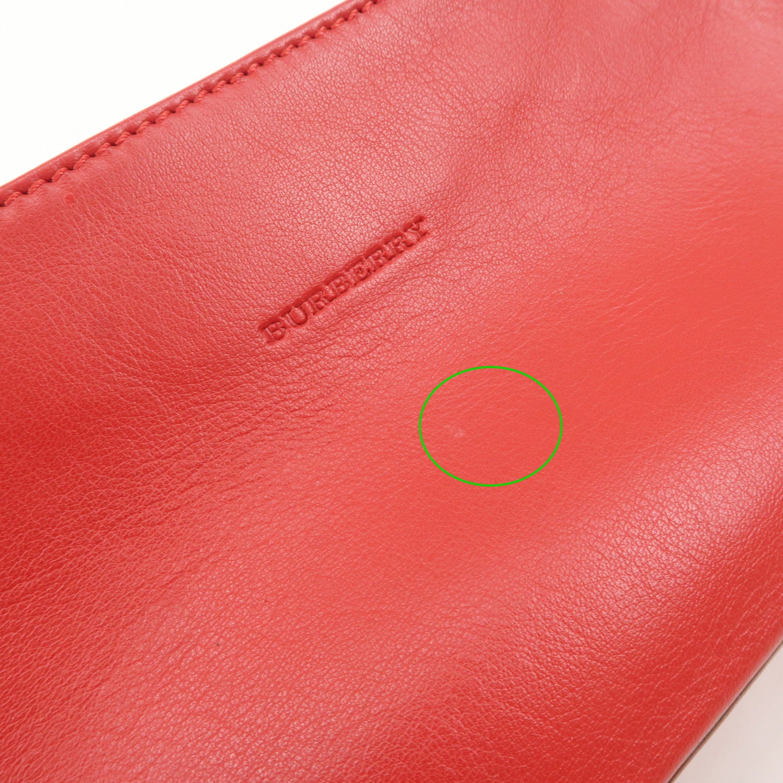 BURBERRY Logo Leather Shoulder Bag Mini Hand Bag Red Used