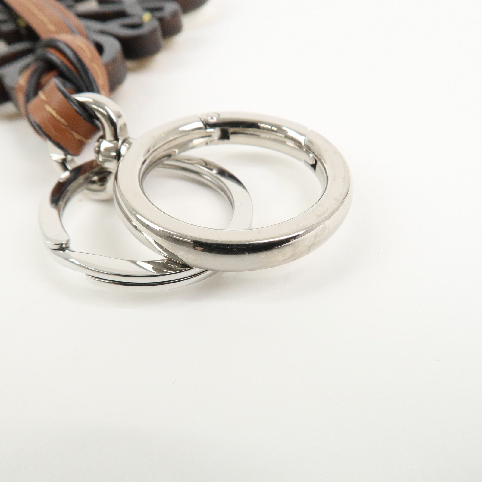 LOEW Anagram Leather Bag Charm Key Chain Yellow Black Brown