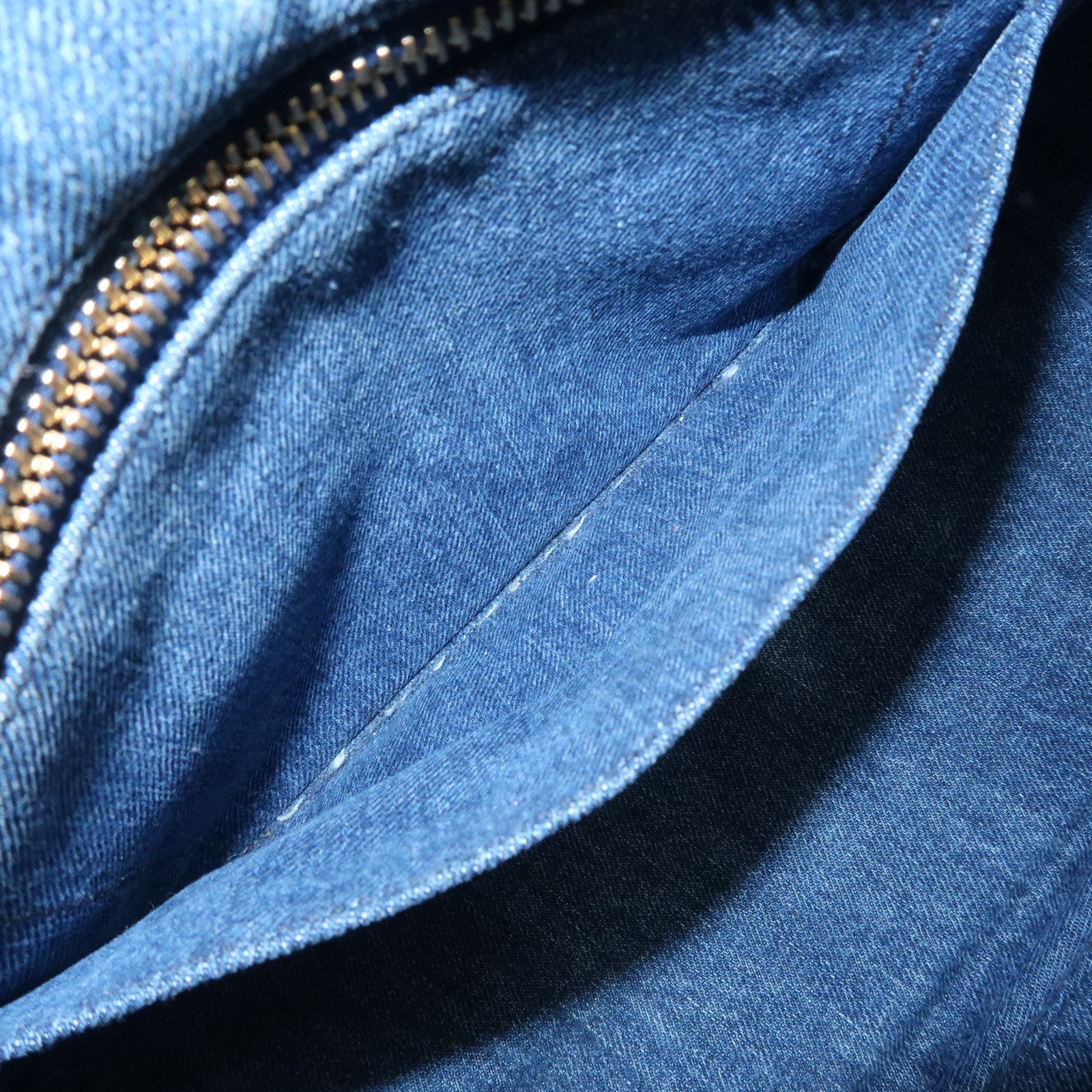 PRADA Canapa Mini Denim 2Way Hand Bag Tote Bag Navy 1BG439 Used