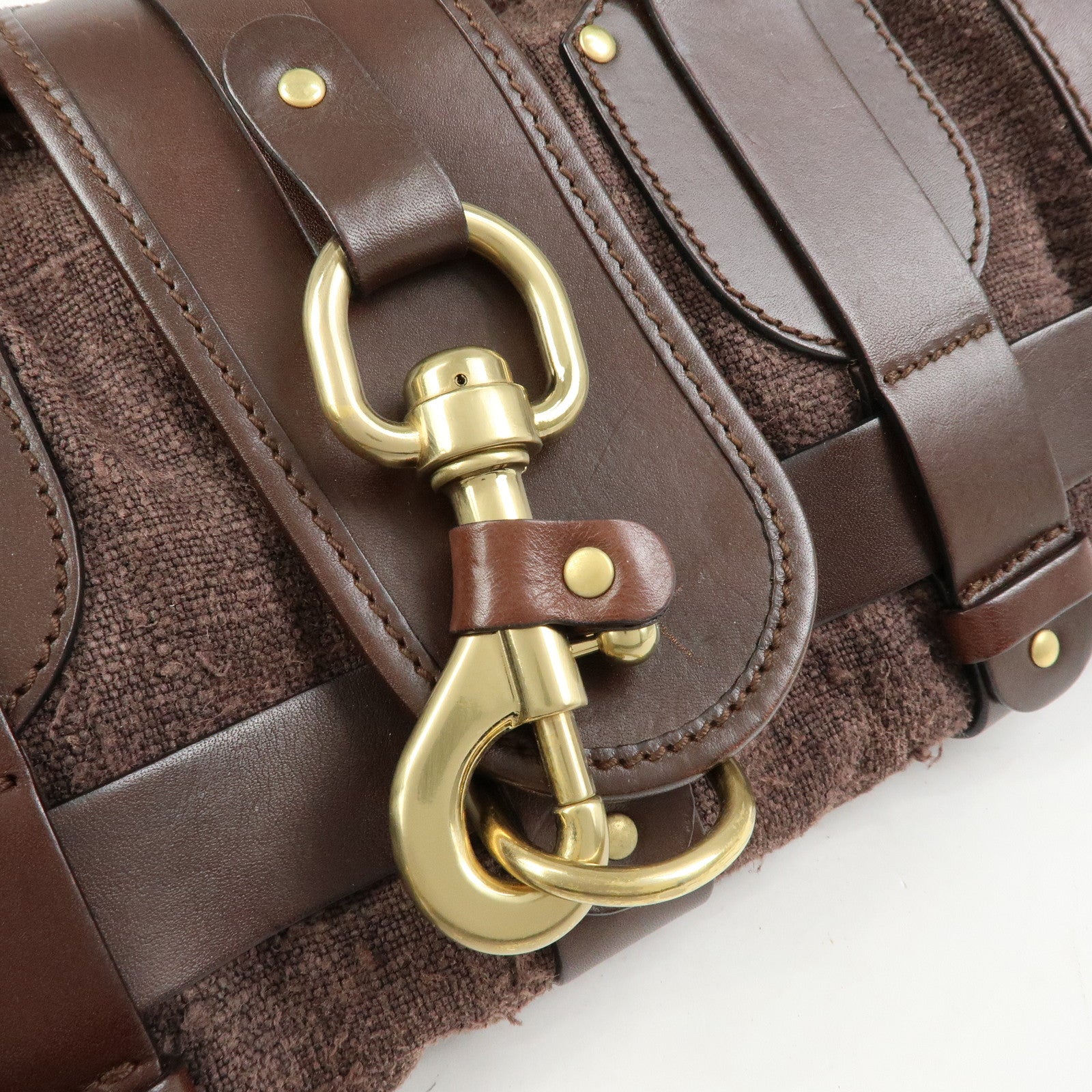 Chloe Kerala Canvas Leather Boston Bag Hand Bag Brown