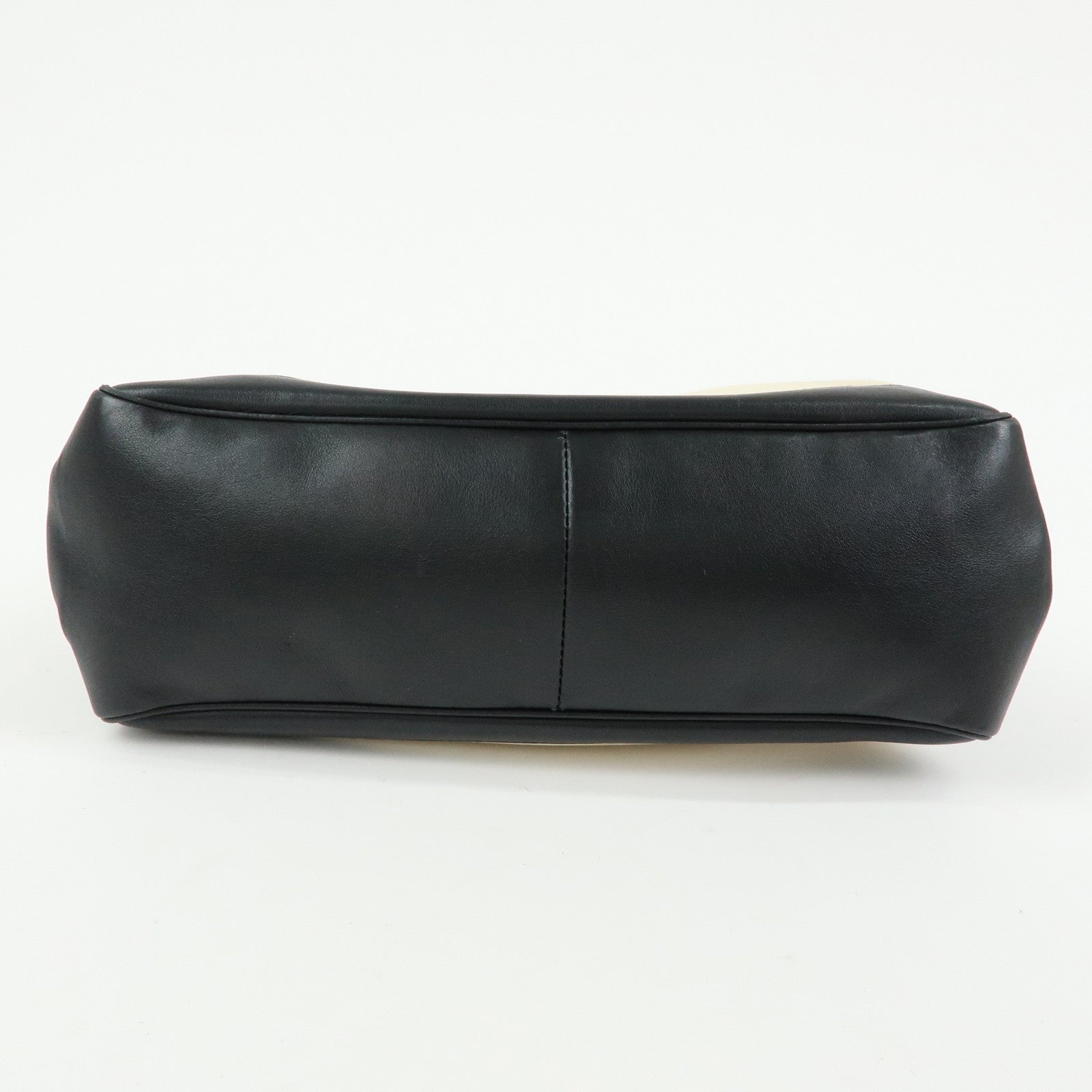 GUCCI Canvas Leather Hand Bag Ivory Black 92726