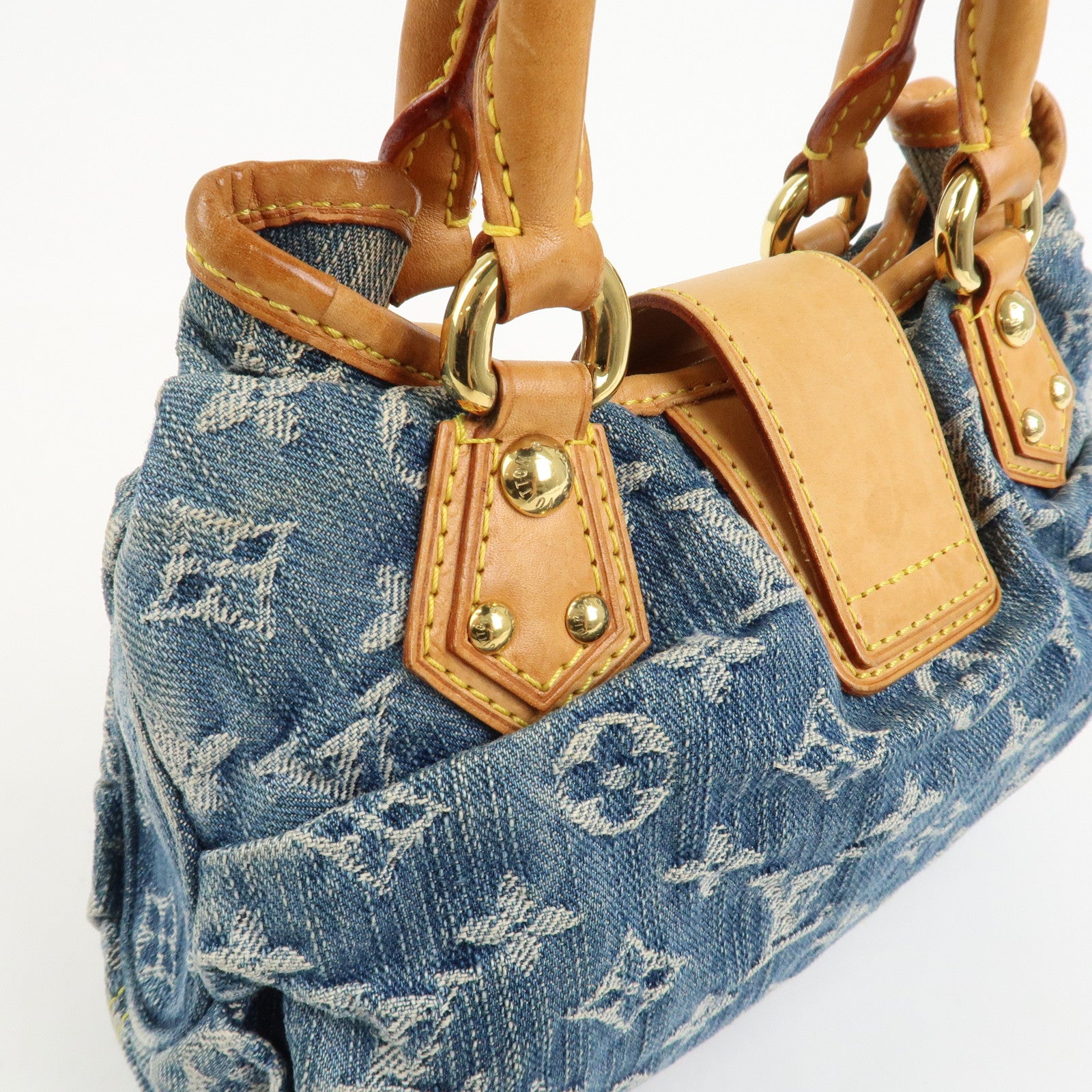 Louis Vuitton Monogram Denim Pleaty Hand Bag Blue M95020