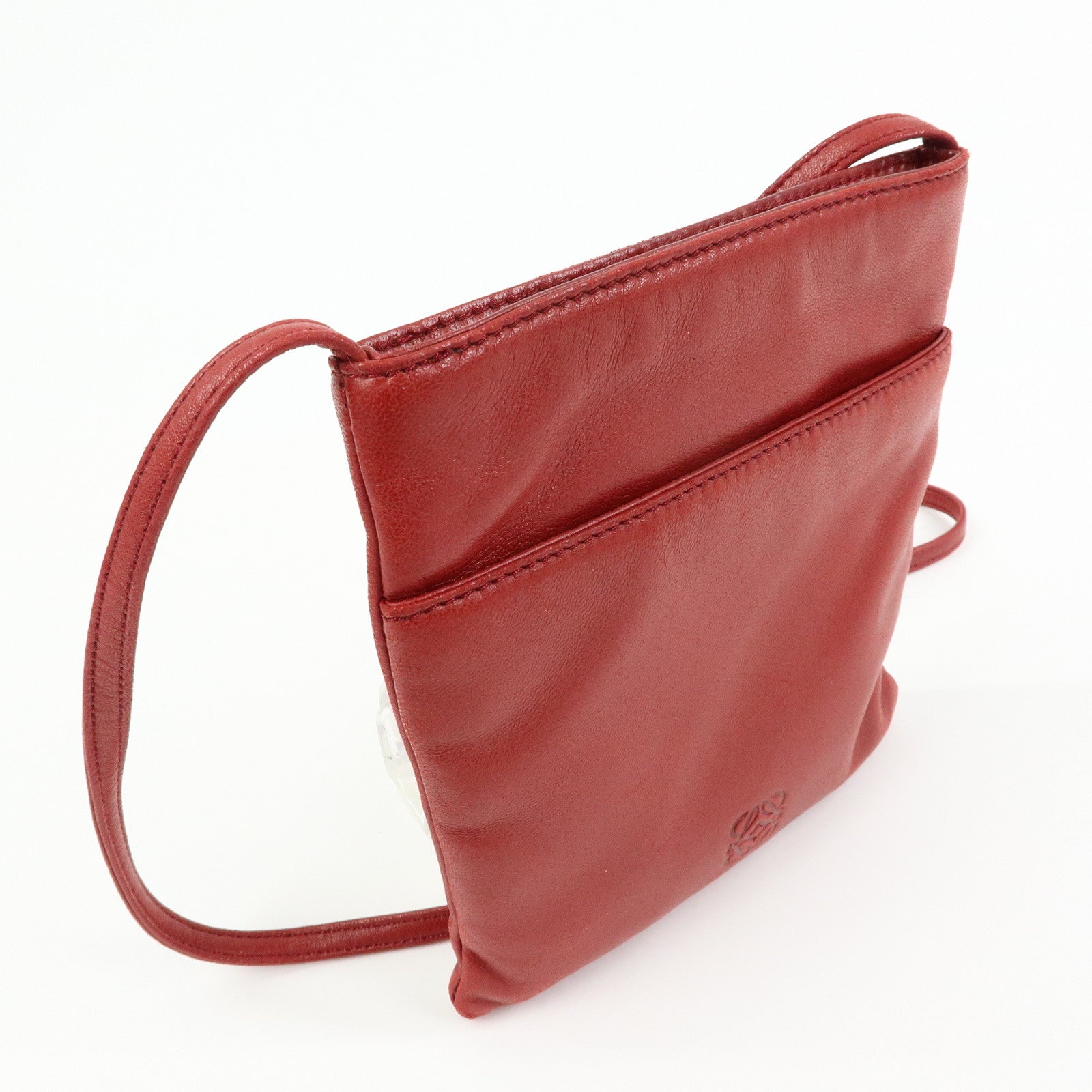 LOEWE Anagram Nappa Leather Shoulder Bag Crossbody Bag Red