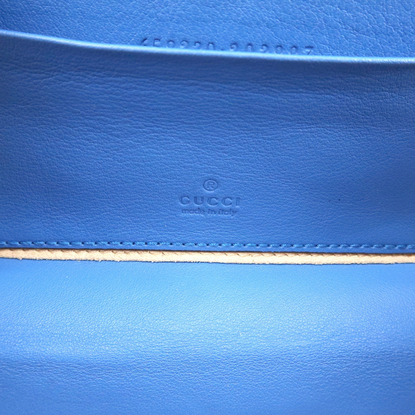 GUCCI Logo Interlocking G Leather Shoulder Bag Blue Orange 658230
