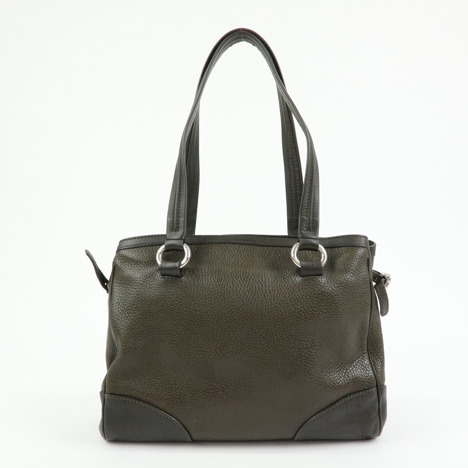 CELINE Logo Leather Tote Bag Shoulder Bag Brown