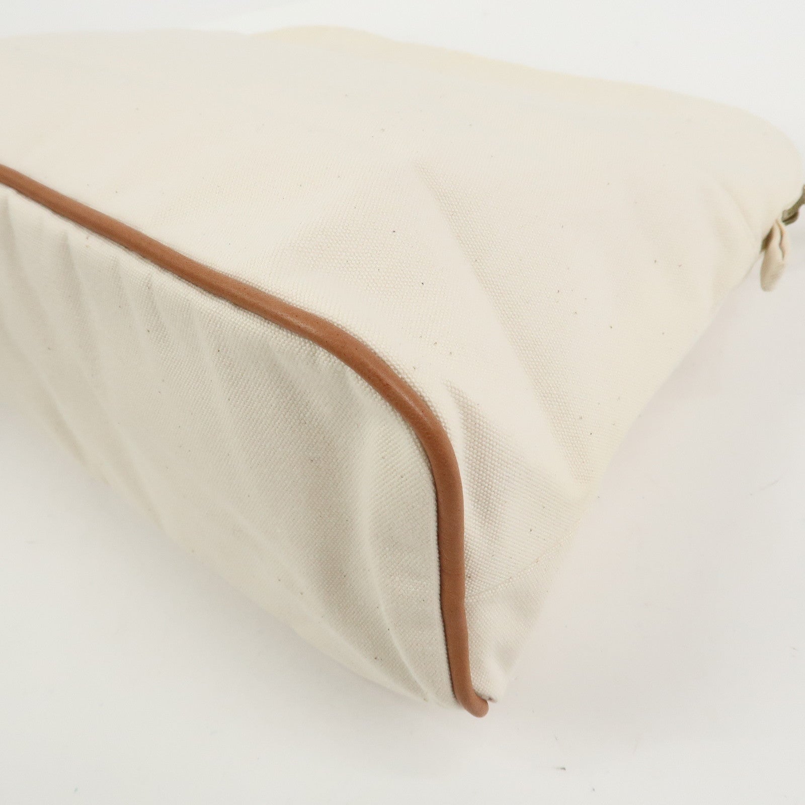 HERMES Bolide Canvas Leather Pouch TGM Natural