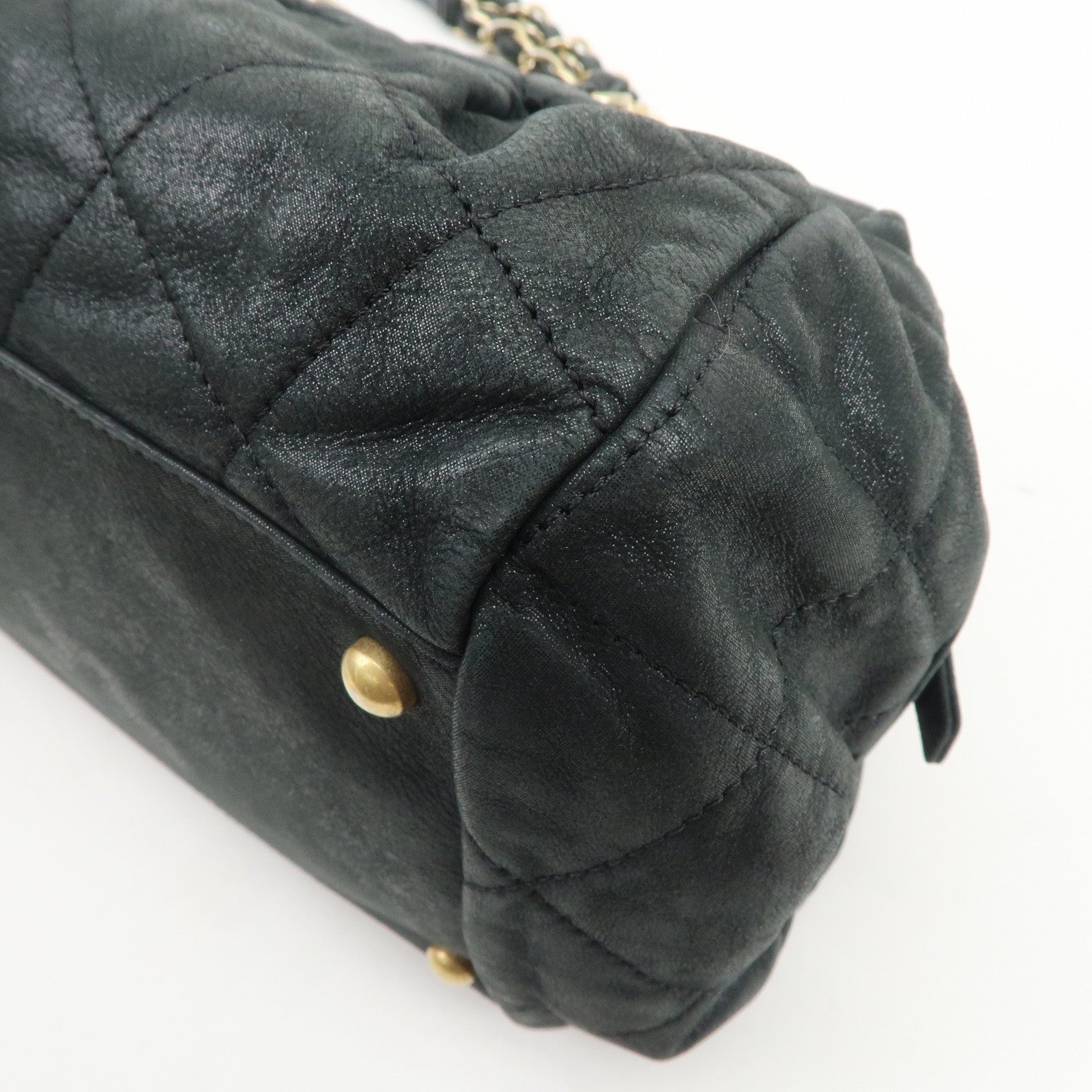 CHANEL Matelasse COCO Mark Lamb Skin Shoulder Bag Black A50475