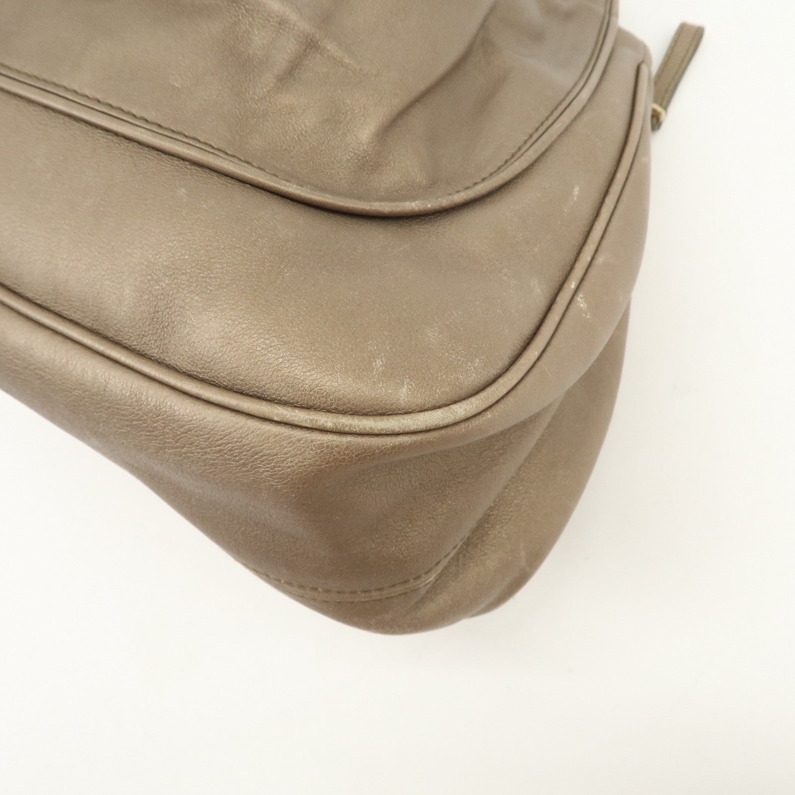 BVLGARI Logo Leather Hand Bag Shoulder Bag Bronze