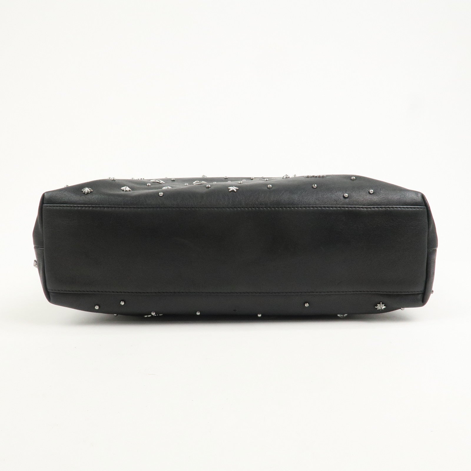 JIMMY CHOO Pimlico Leather N/S Tote Bag Shoulder Bag Studs Black