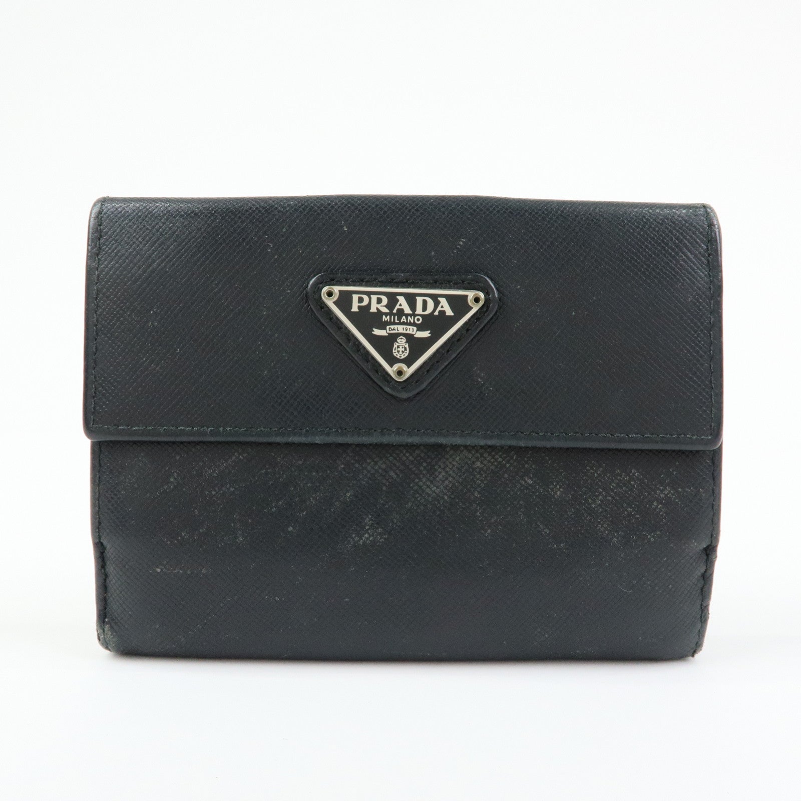 PRADA Triangle Logo Set of 3 Wallet Pouch Black Brown Red