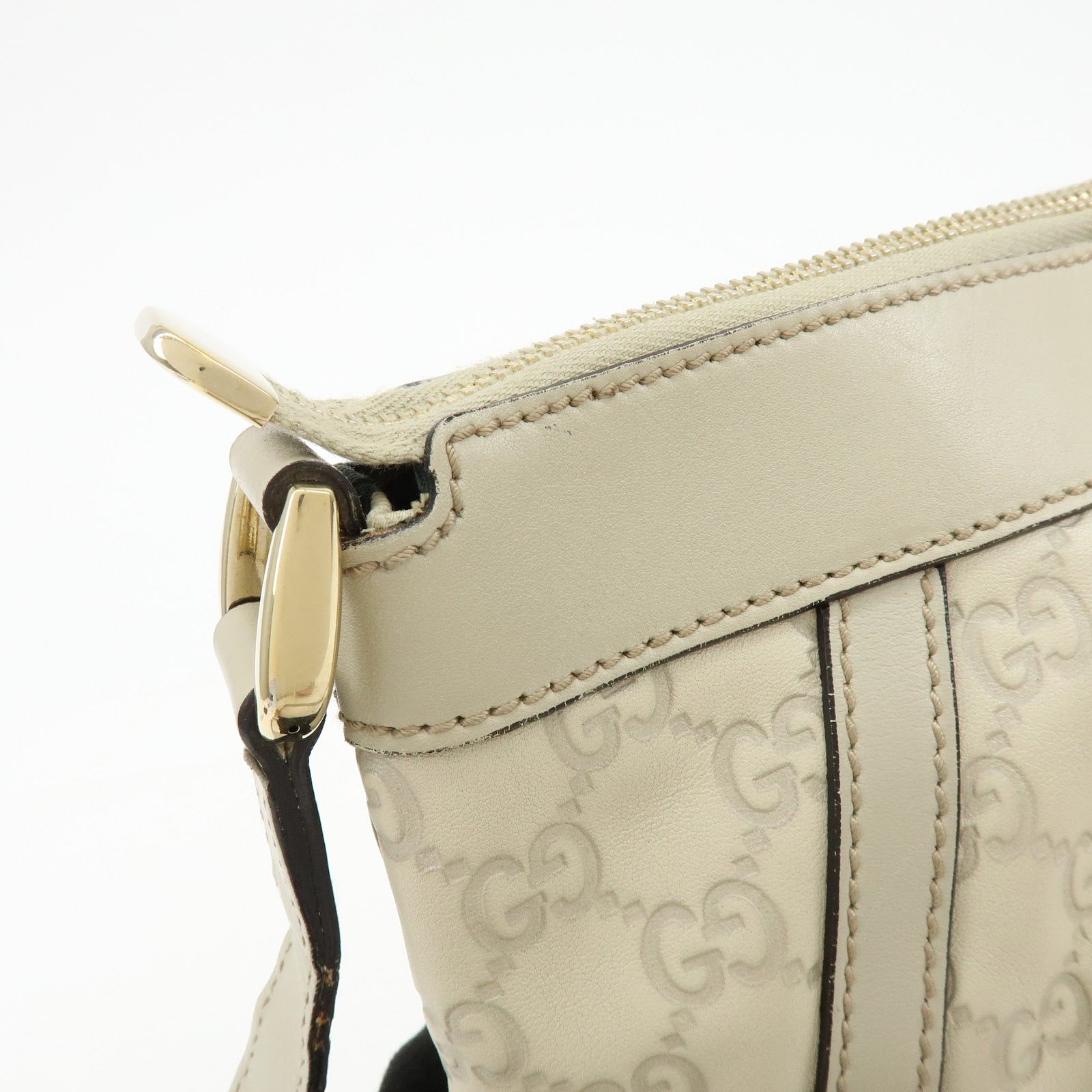 Gucci Abbey Guccissima Leather Shoulder Crossbody Bag Ivory 203257