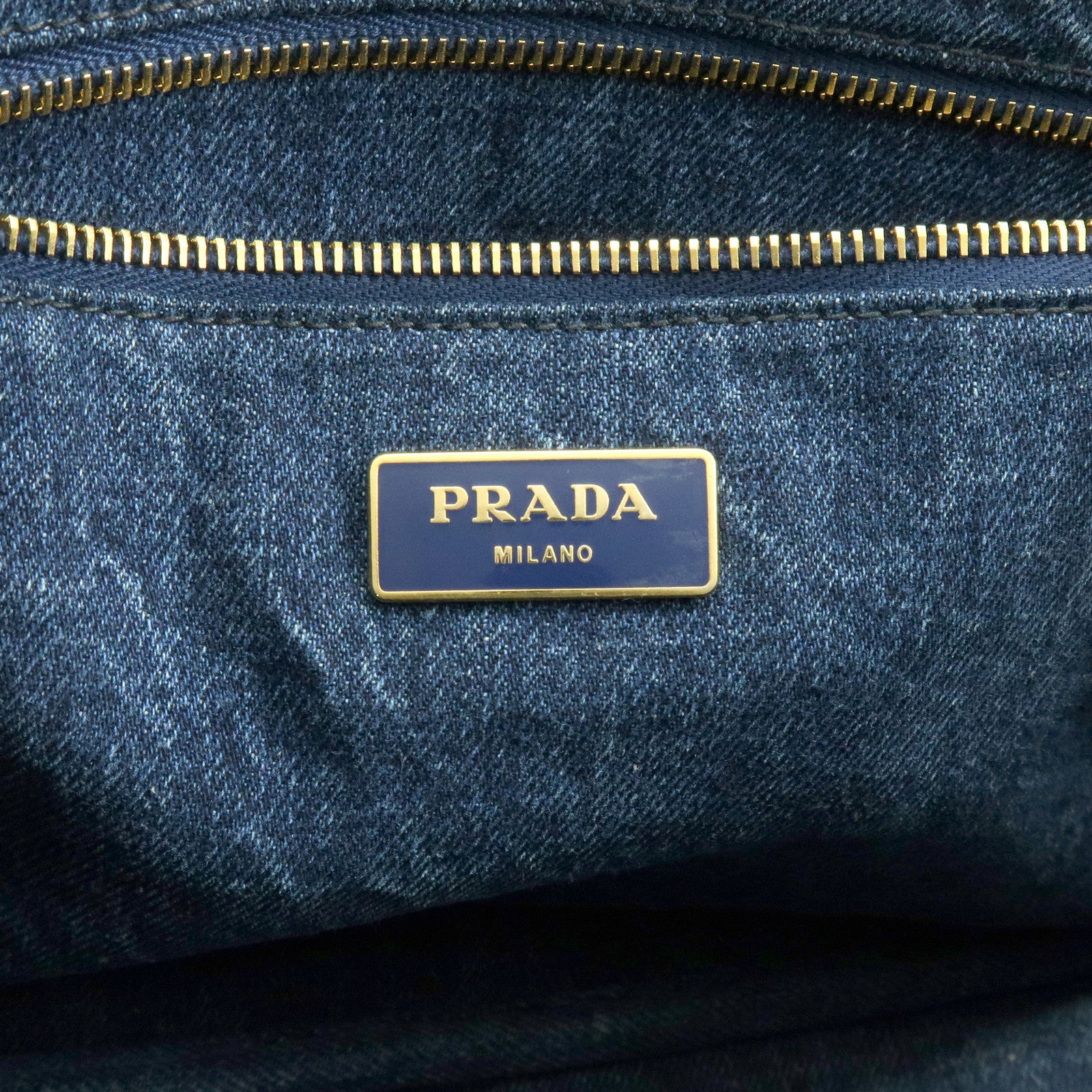 PRADA Canapa Tringle Logo Canvas Denim Tote Hand Bag Blue B1877B
