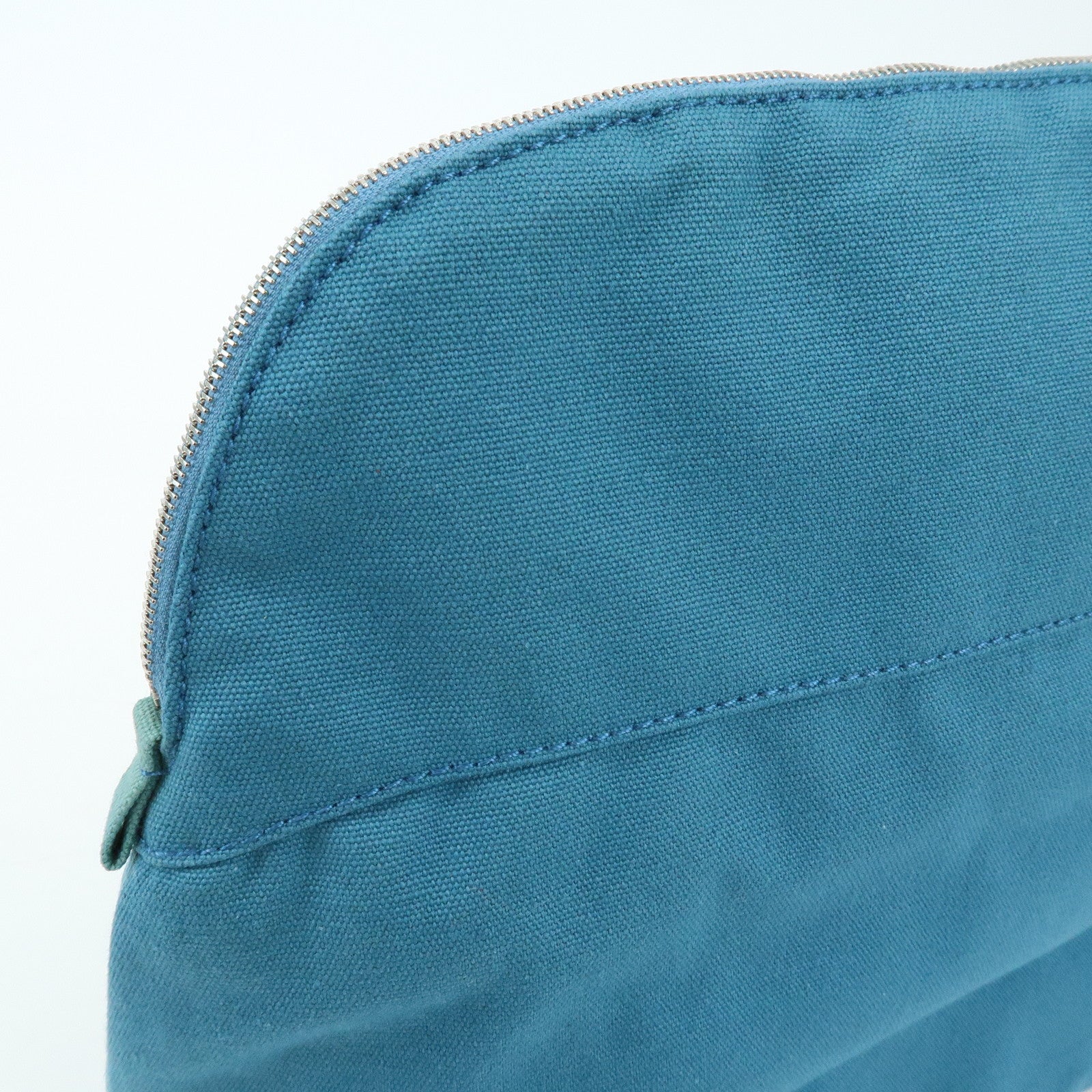 HERMES Cotton Canvas Bolide Cosmetic Pouch TGM Pouch Blue