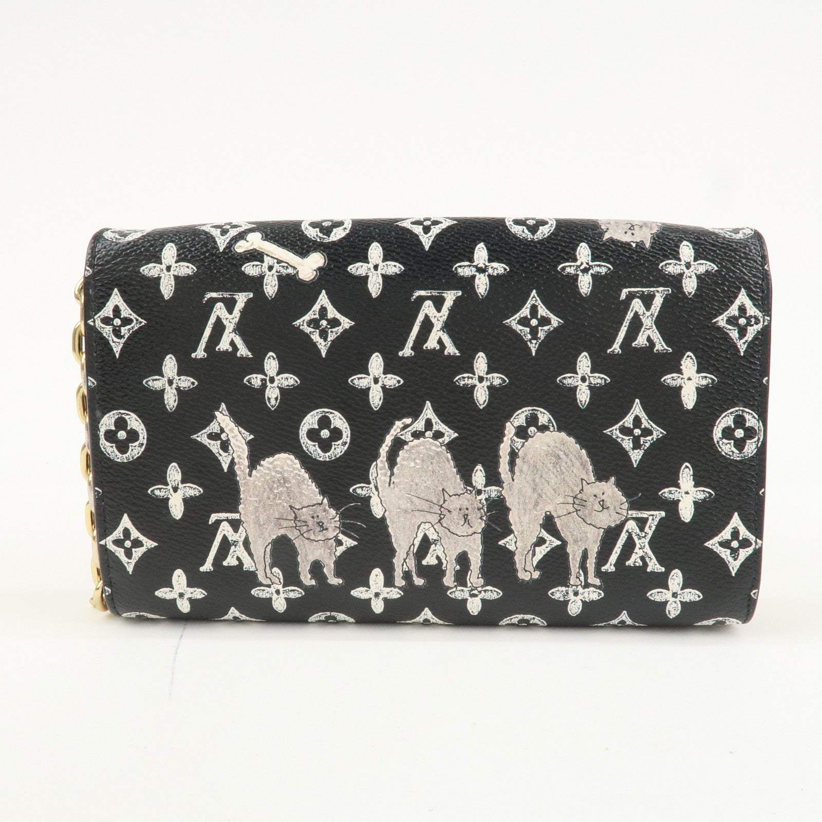 Louis Vuitton Catgram Portefeuille Chain Wallet Bag M63888 Used
