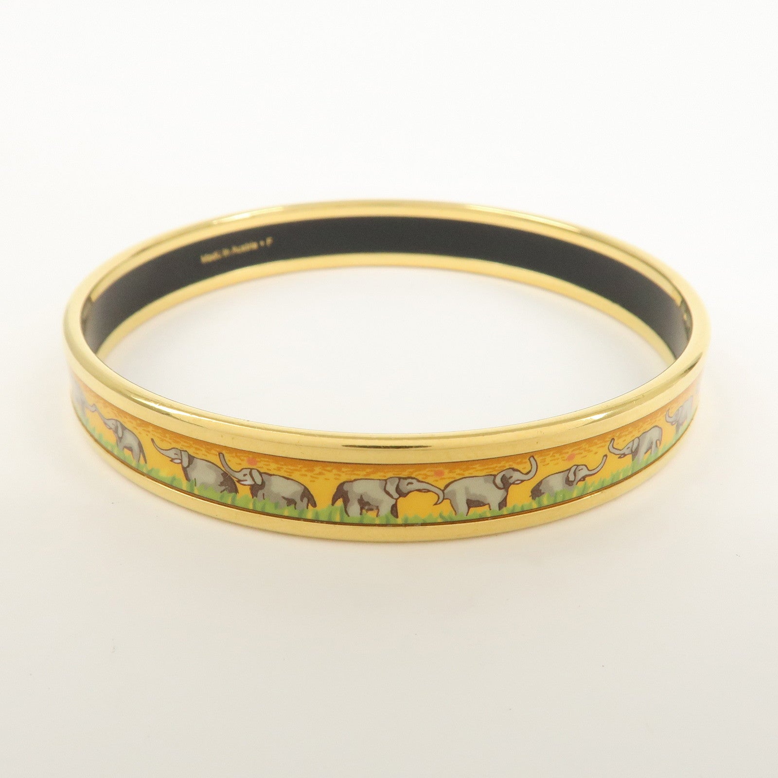 HERMES Email PM Gold Plated Bracelet Bangle Orange