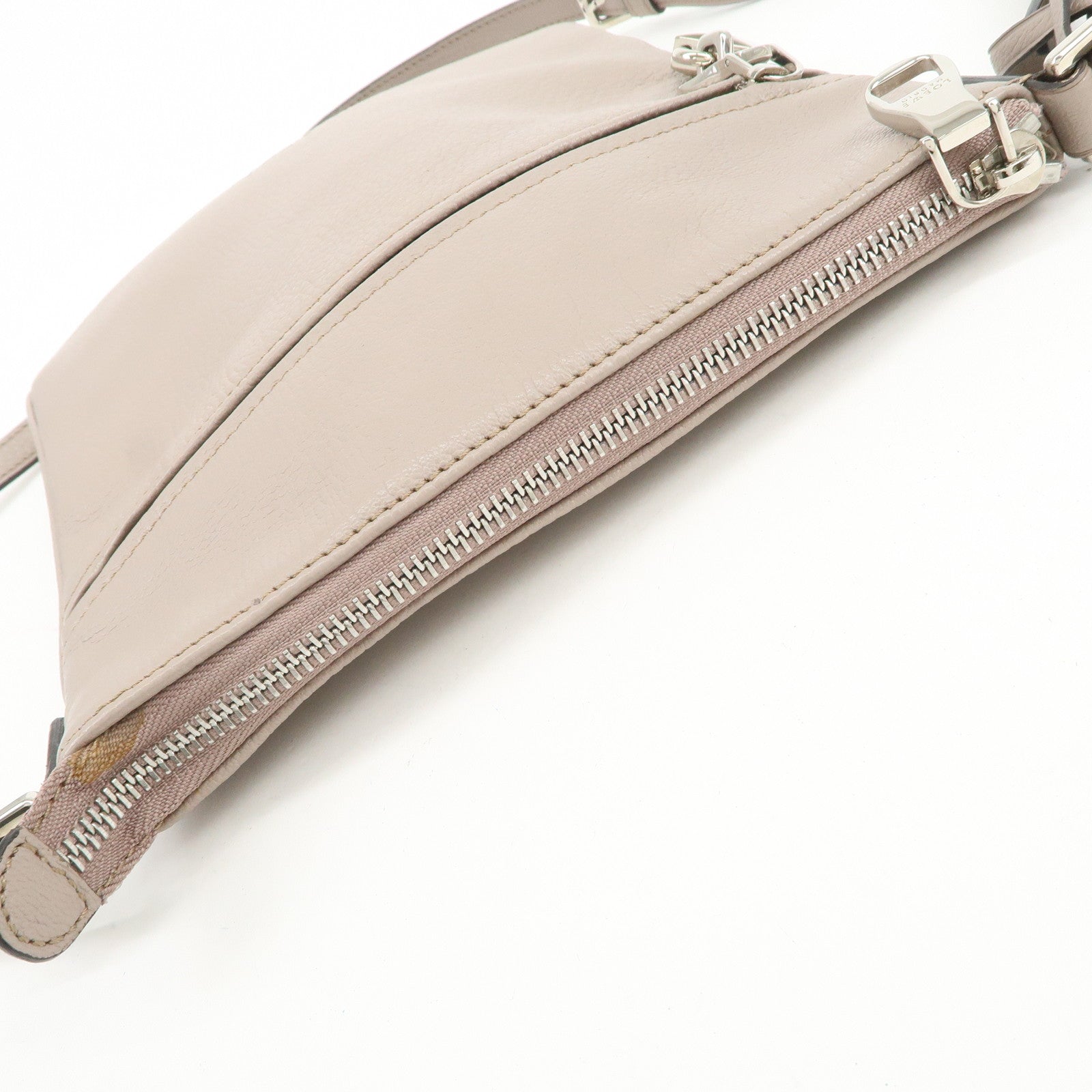 LOEWE Anagram Logo Leather Shoulder Bag Crossbody Bag Beige