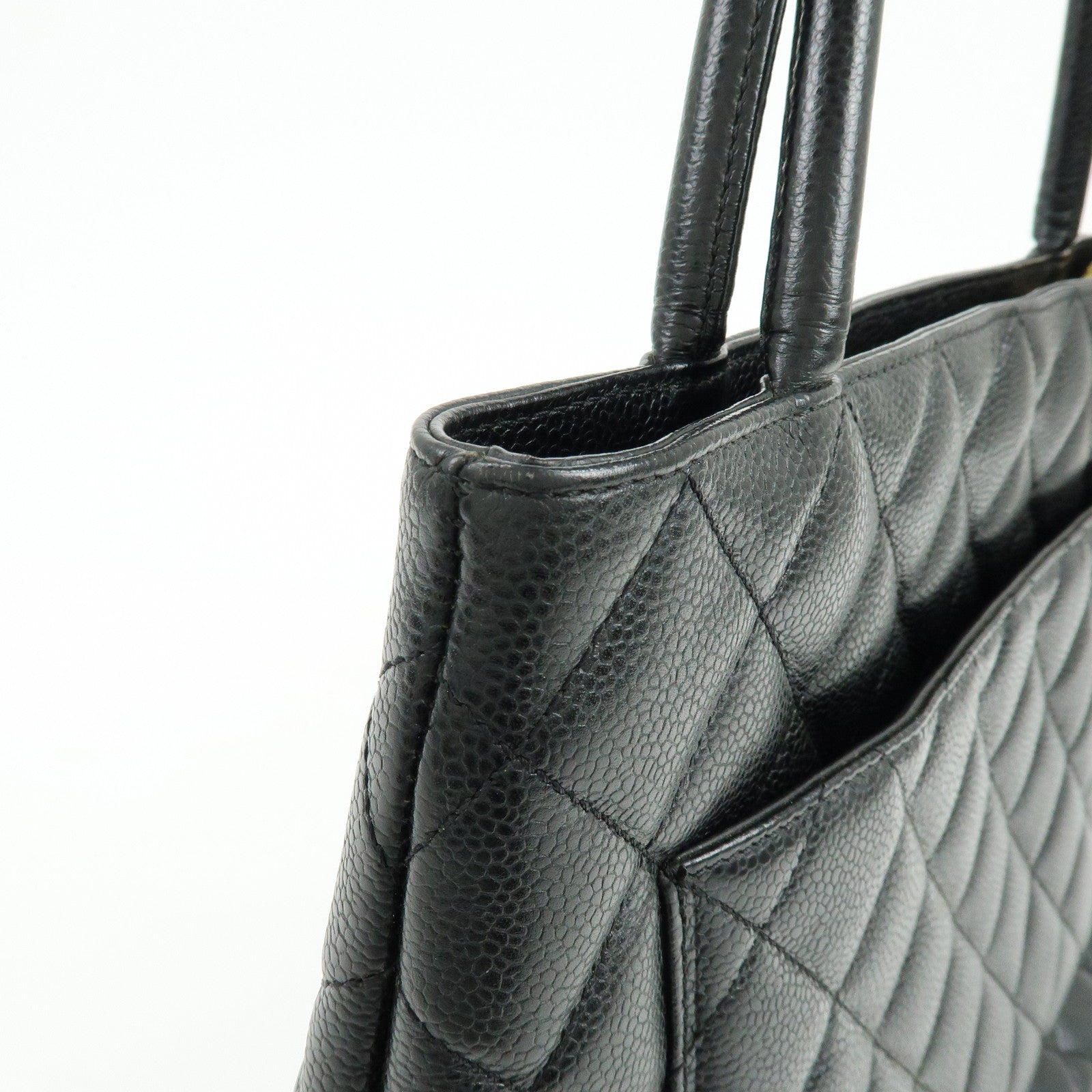 CHANEL Matelasse COCO Mark Medallion Caviarskin Tote Bag A01804