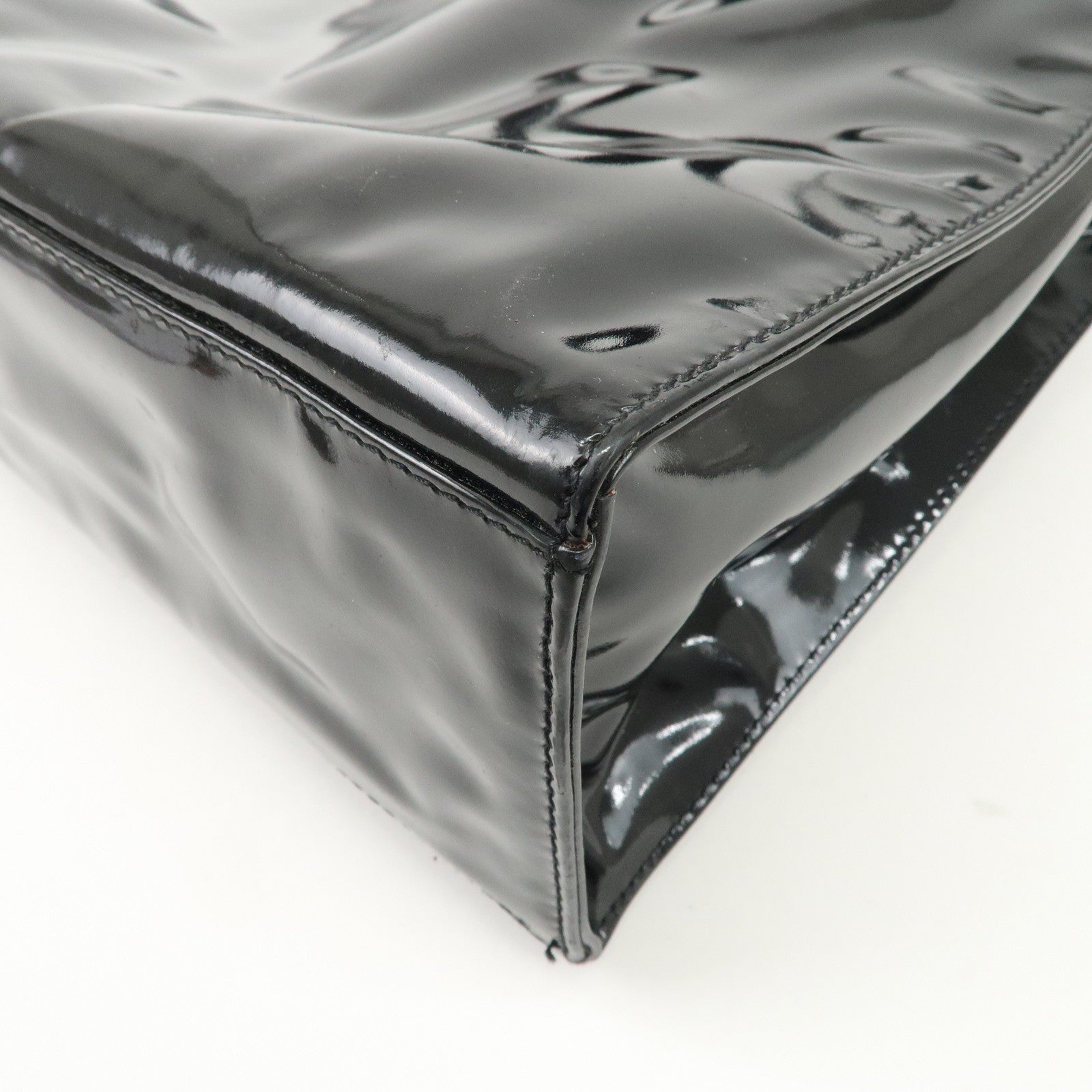 CHANEL COCO Mark Patent Leather Tote Bag Shoulder Bag Black Used