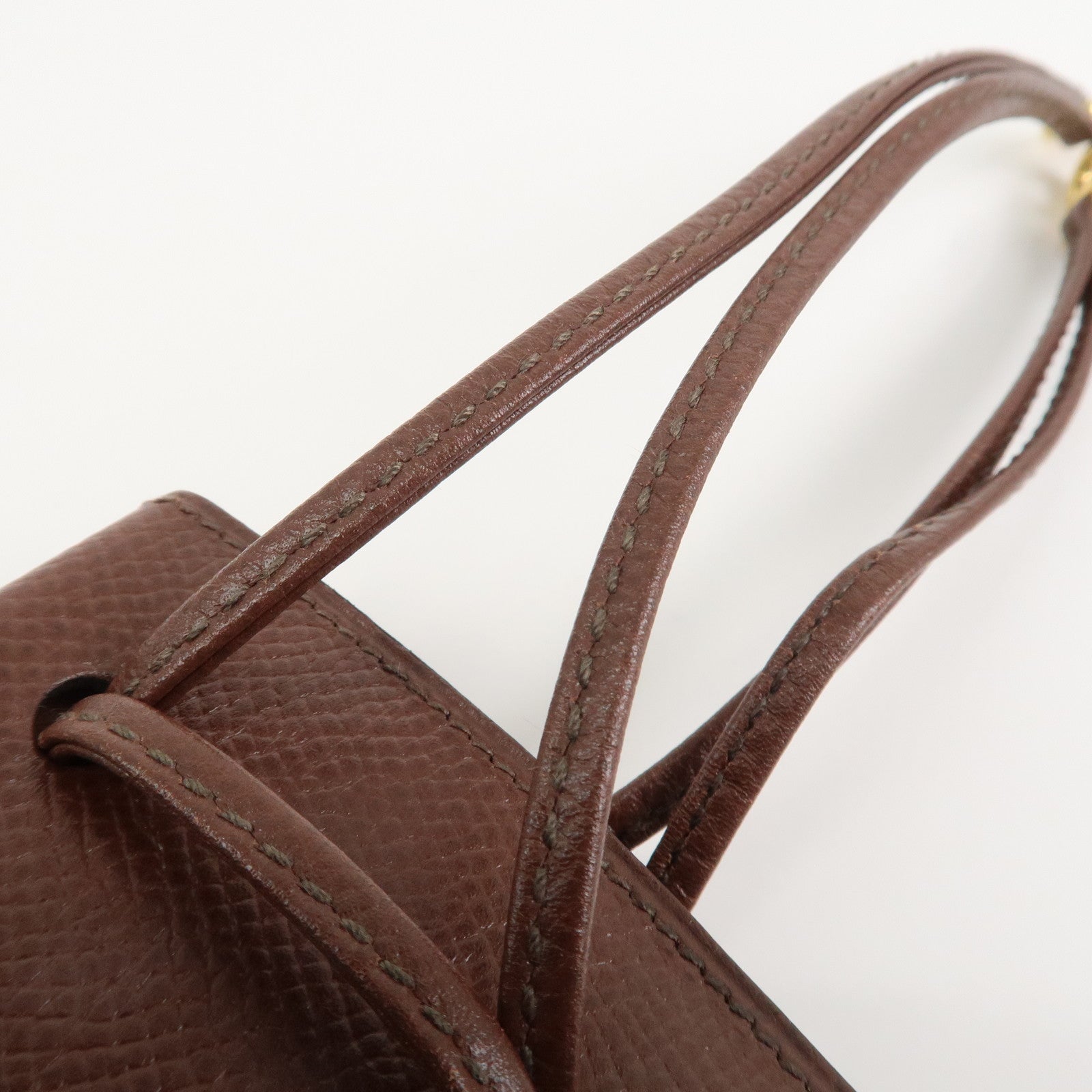 HERMES Vespa Courchevel Calf Leather □A Stamped Pouch Hand Bag