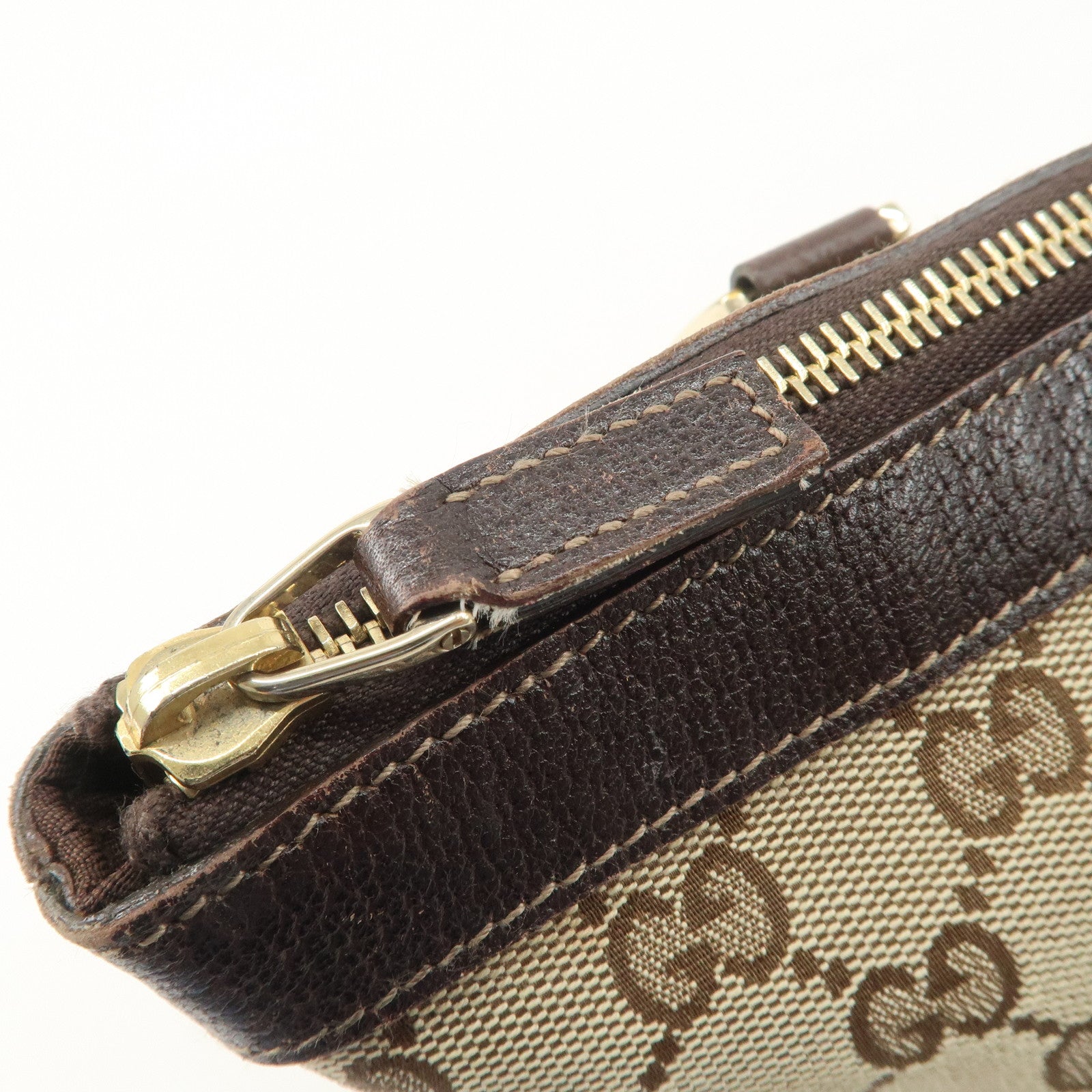 GUCCI Abbey GG Canvas Leather Tote Bag Hand Bag Beige 141470 Used