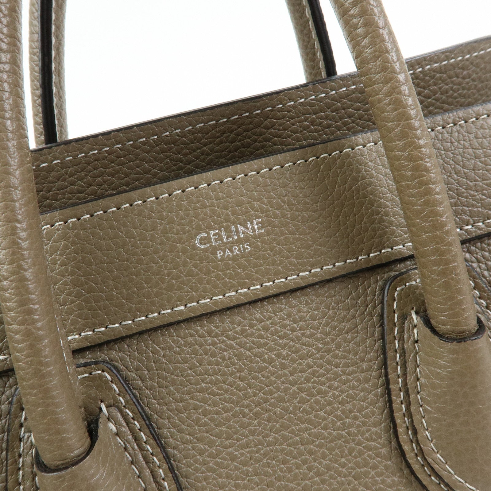 CELINE Luggage Nano Shopper Calf Leather 2Way Bag Hand Bag Gray