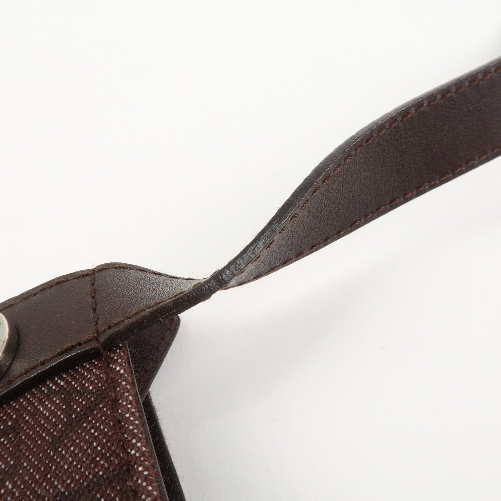 BVLGARI Logo Mania Canvas Leather Shoulder Bag Crossbody Bag Brown
