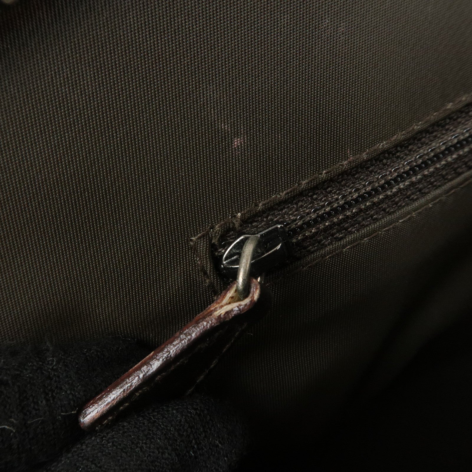 Christian Dior Street Chic Trotter Canvas Leather Hand Bag Brown Used