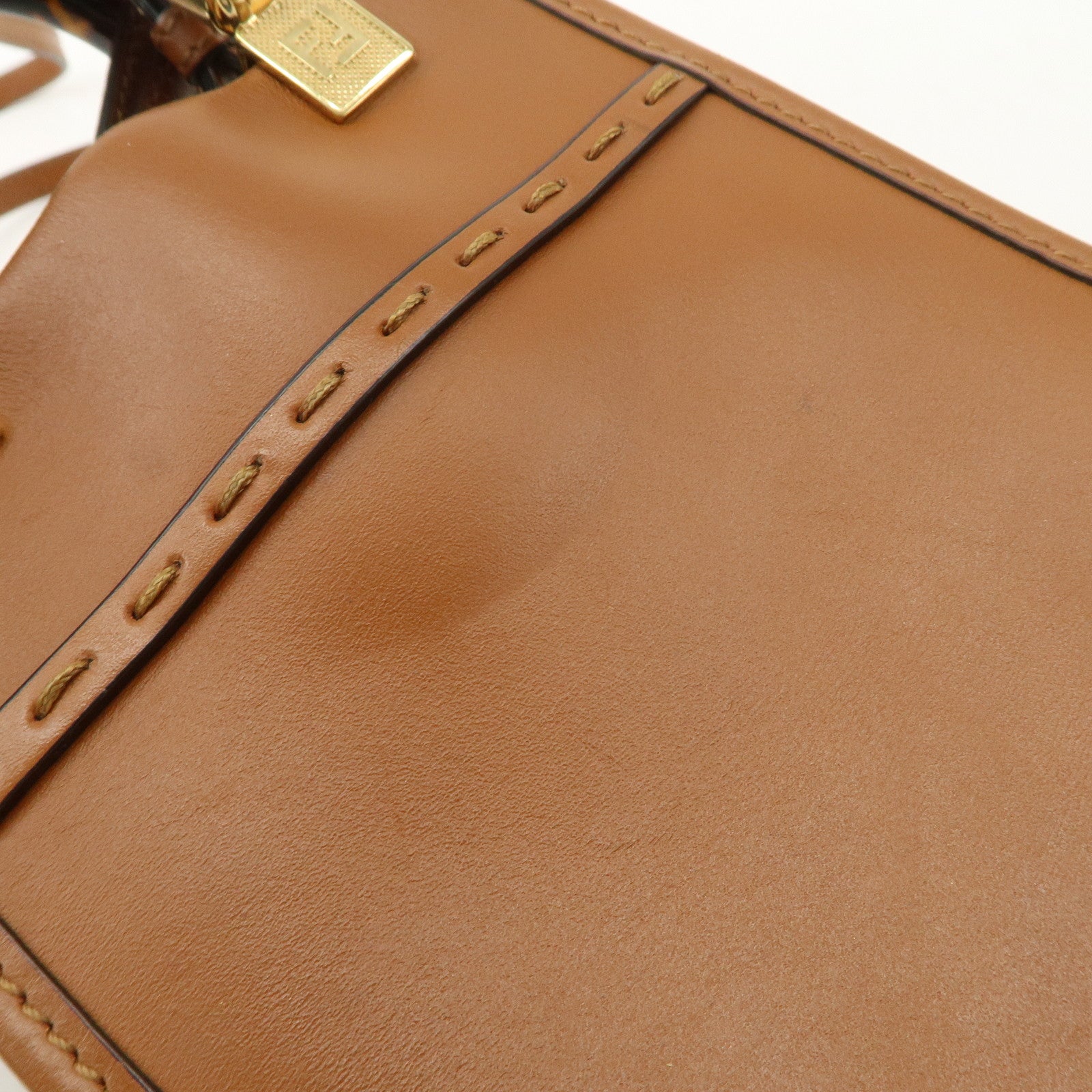 FENDI Sunshine Leather Shopper Small 2Way Bag Shoulder Bag 8BS051 Used