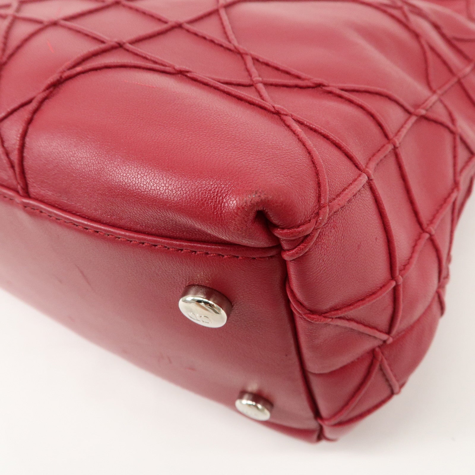 Christian Dior Leather 2Way Bag Hand Bag Shoulder Bag Pink Used