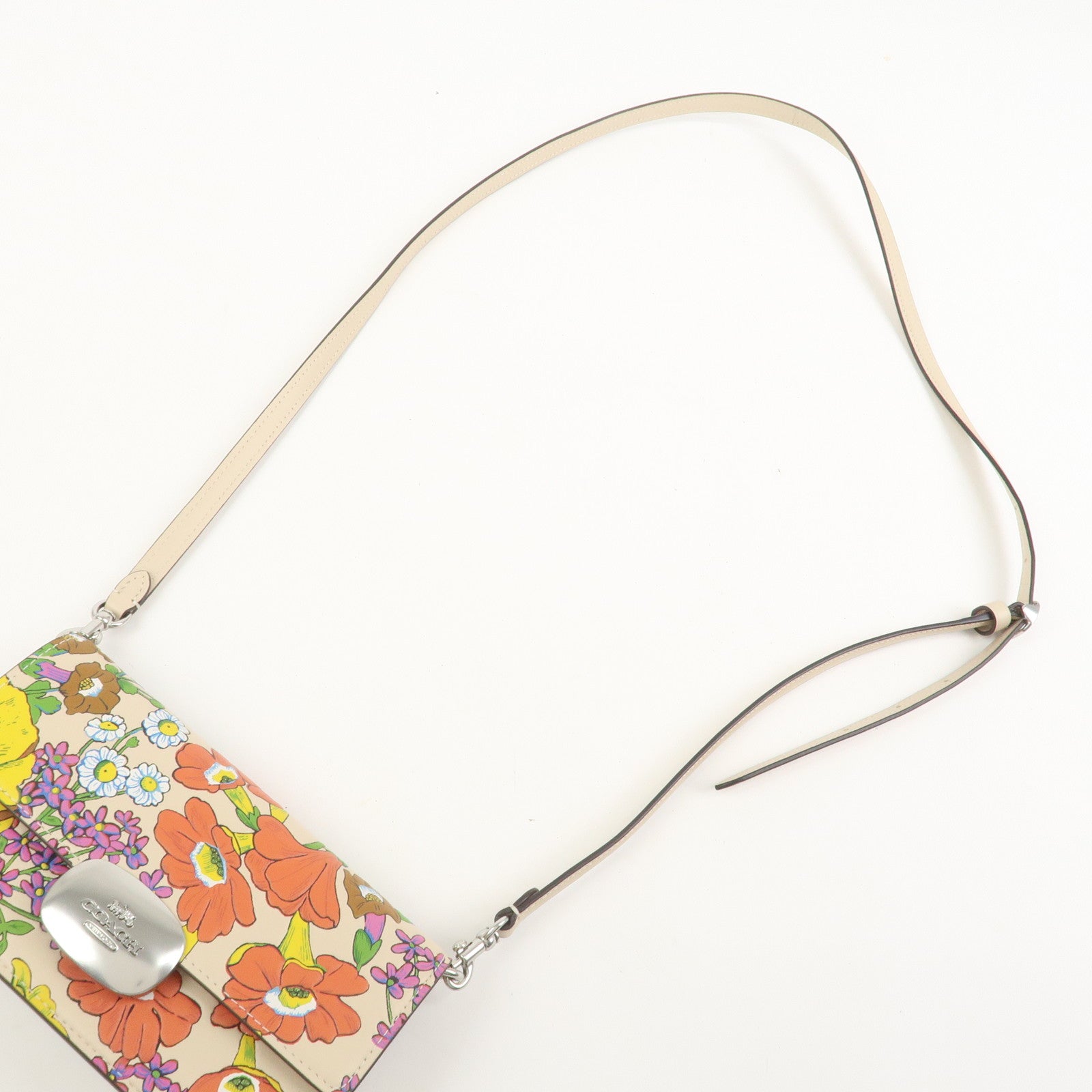 COACH Elaiza Leather Flap Crossbody Shoulder Bag Floral Print