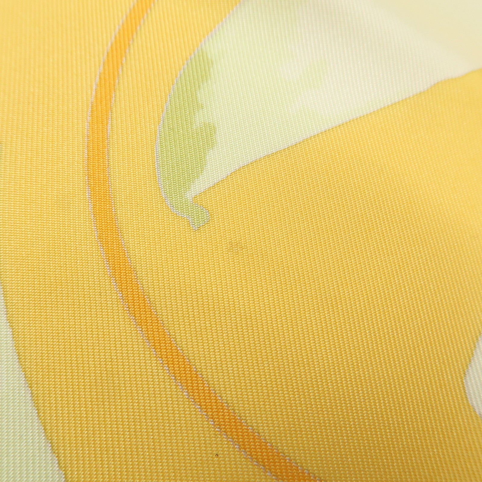 HERMES Carre 90 Silk 100% Scarf Au Gre Du Ven Yellow Light Green Used