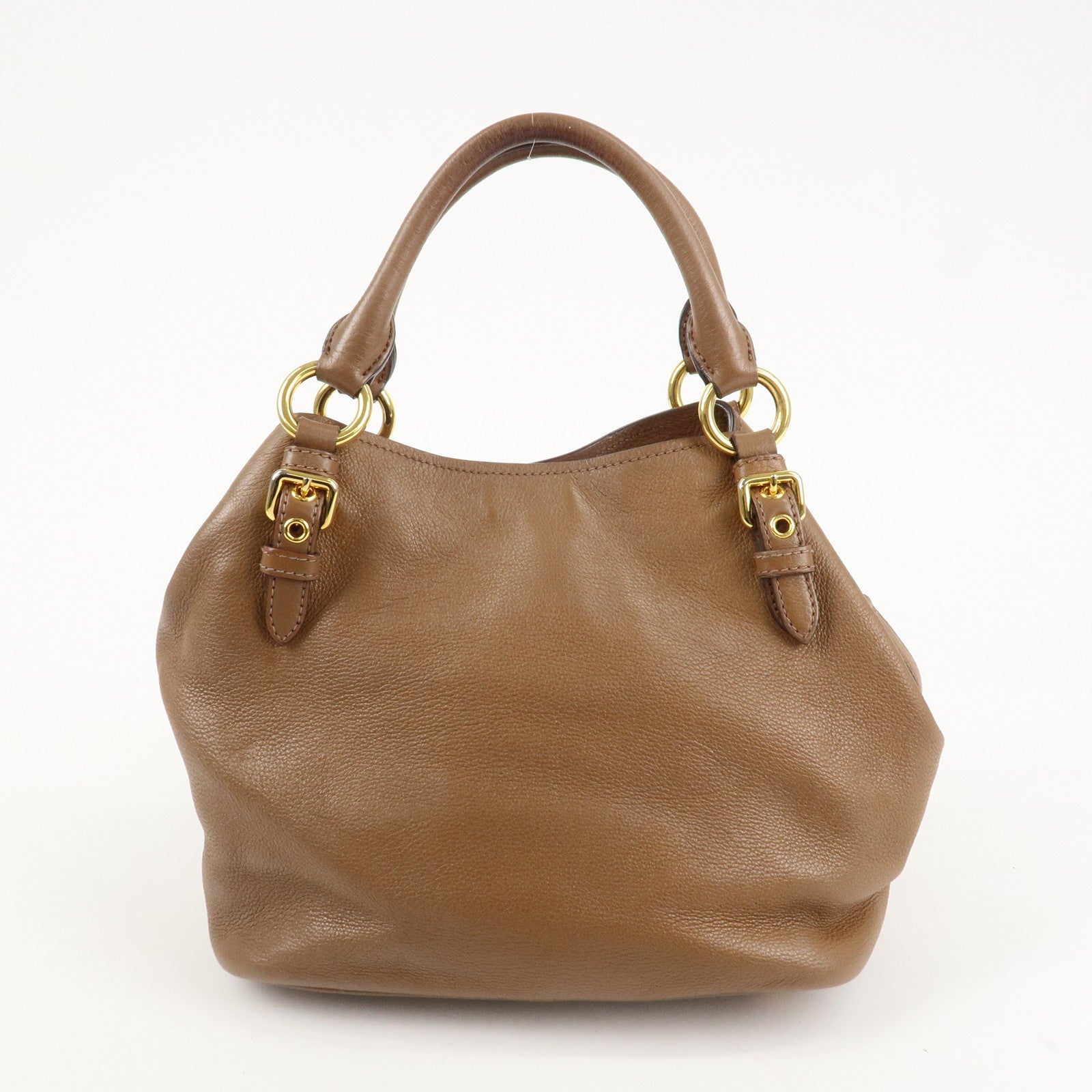 MIU MIU Vitello Phenix Leather Shoulder Bag Hand Bag Brown RN0886 Used