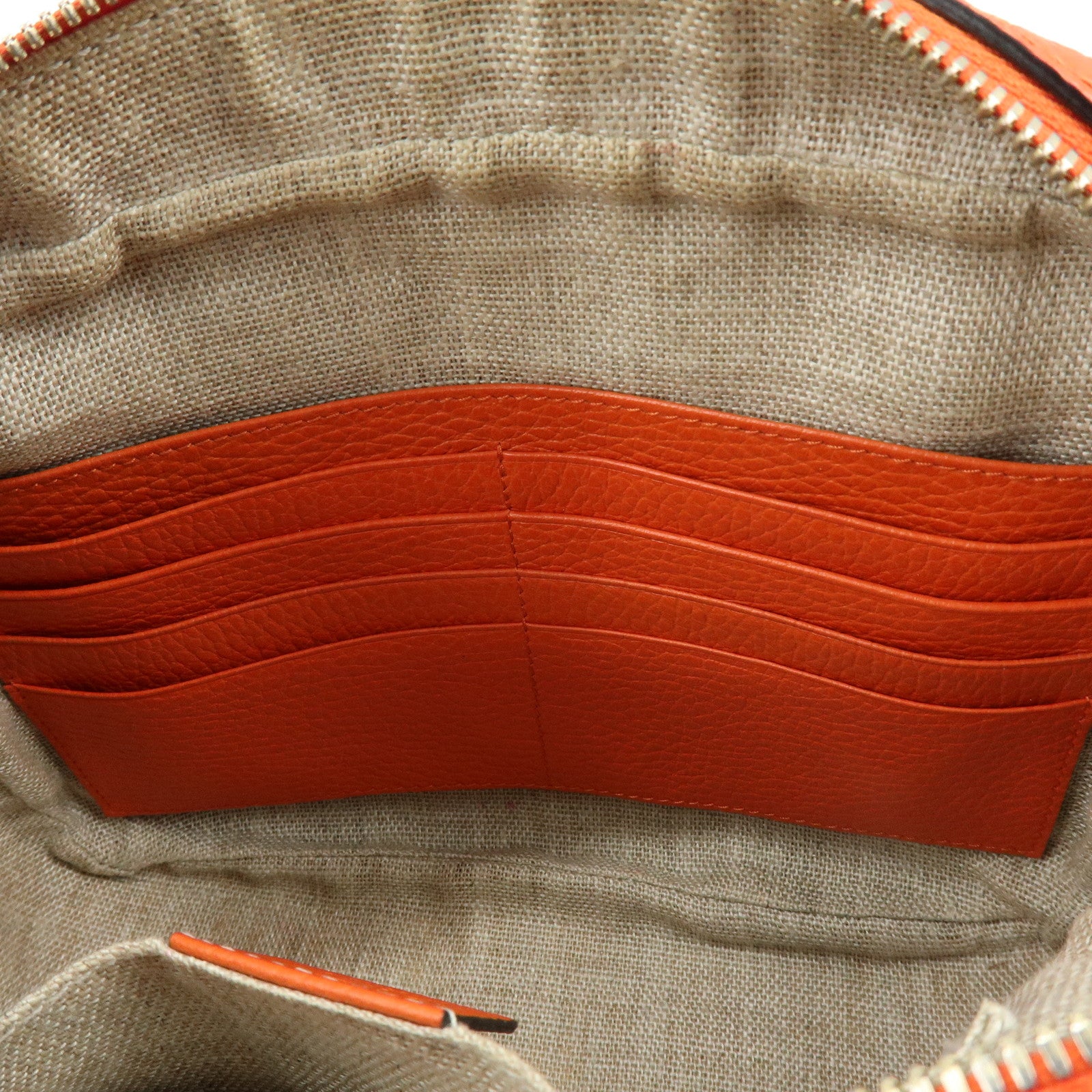 GUCCI GG Canvas Leather Shoulder Bag Beige Orange 449413
