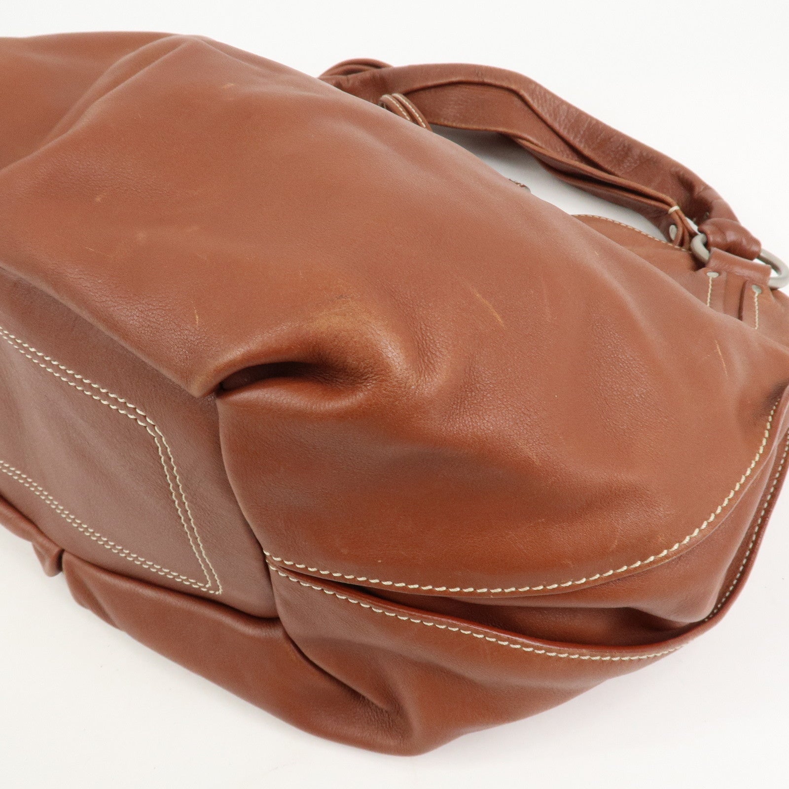 CELINE Logo Leather Bittersweet Shoulder Bag Tote Bag Brown