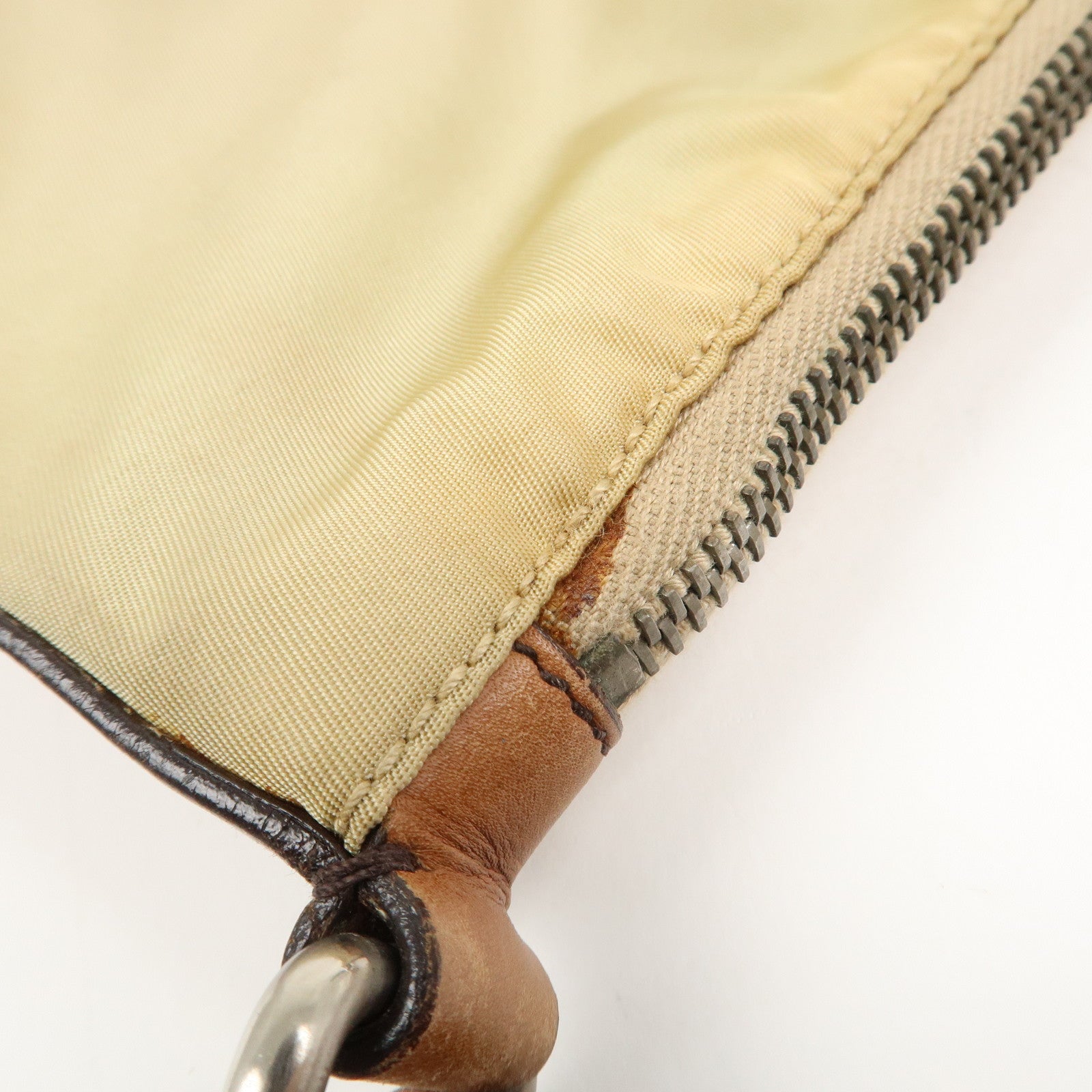 PRADA Triangle Logo Nylon Shoulder Bag Brown BR2205