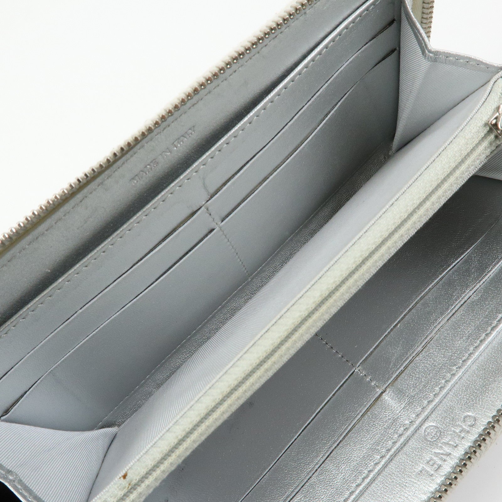 CHANEL Matelasse COCO Mark Lamb Skin Zippy Long Wallet A50097