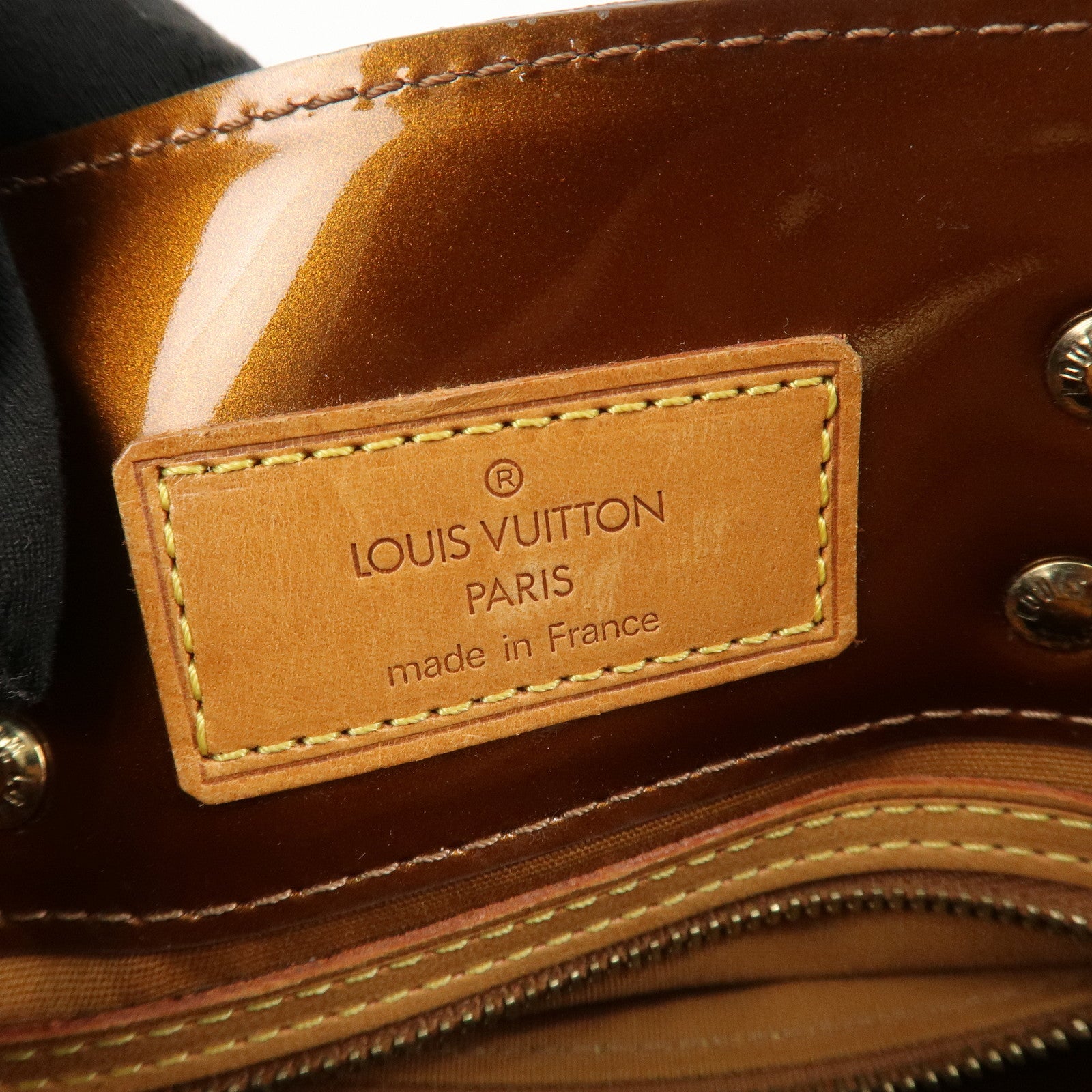 Louis Vuitton Monogram Vernis Lead PM Hand Bag Bronze M91146