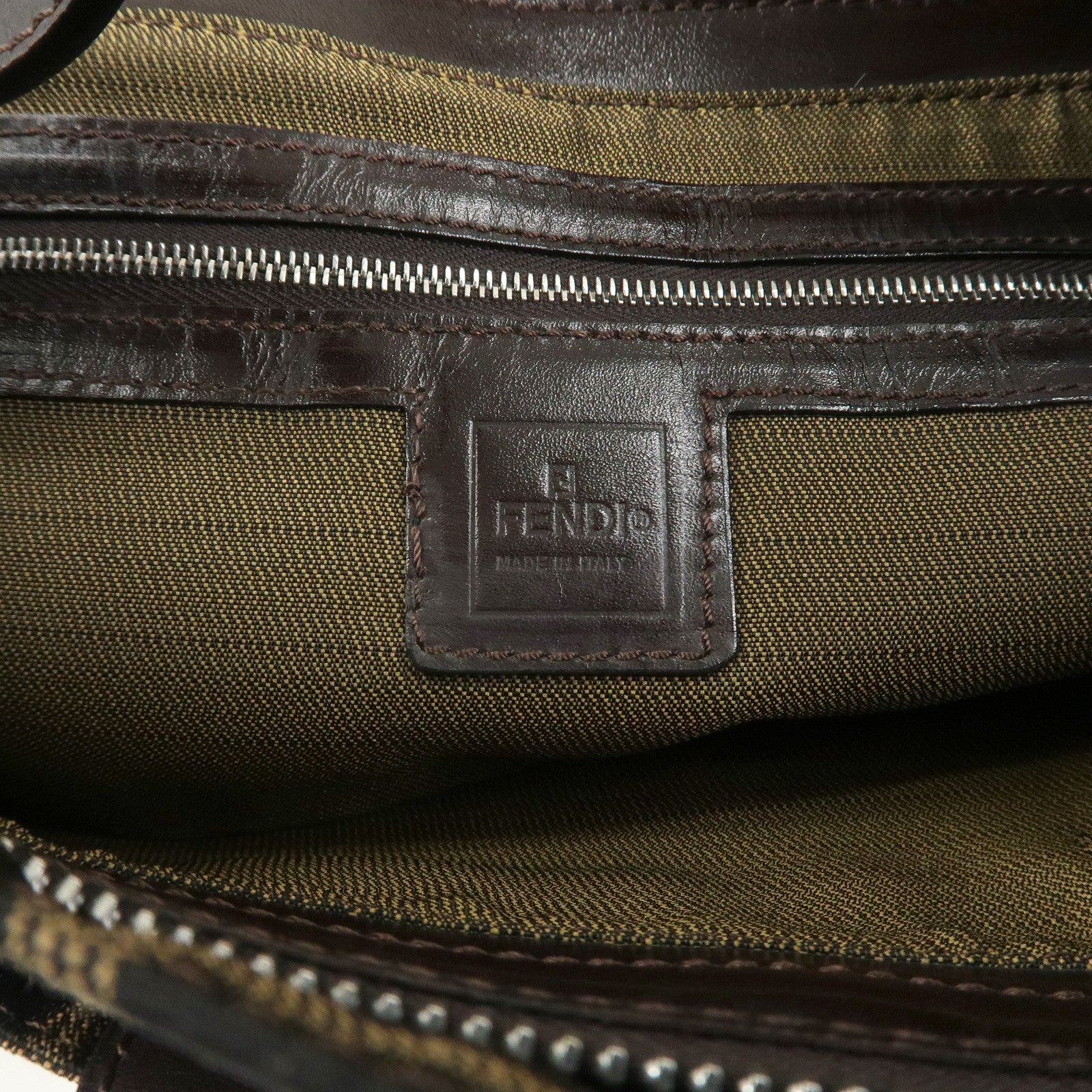 FENDI Zucca Canvas Leather Shoulder Bag Black Brown 21452656609