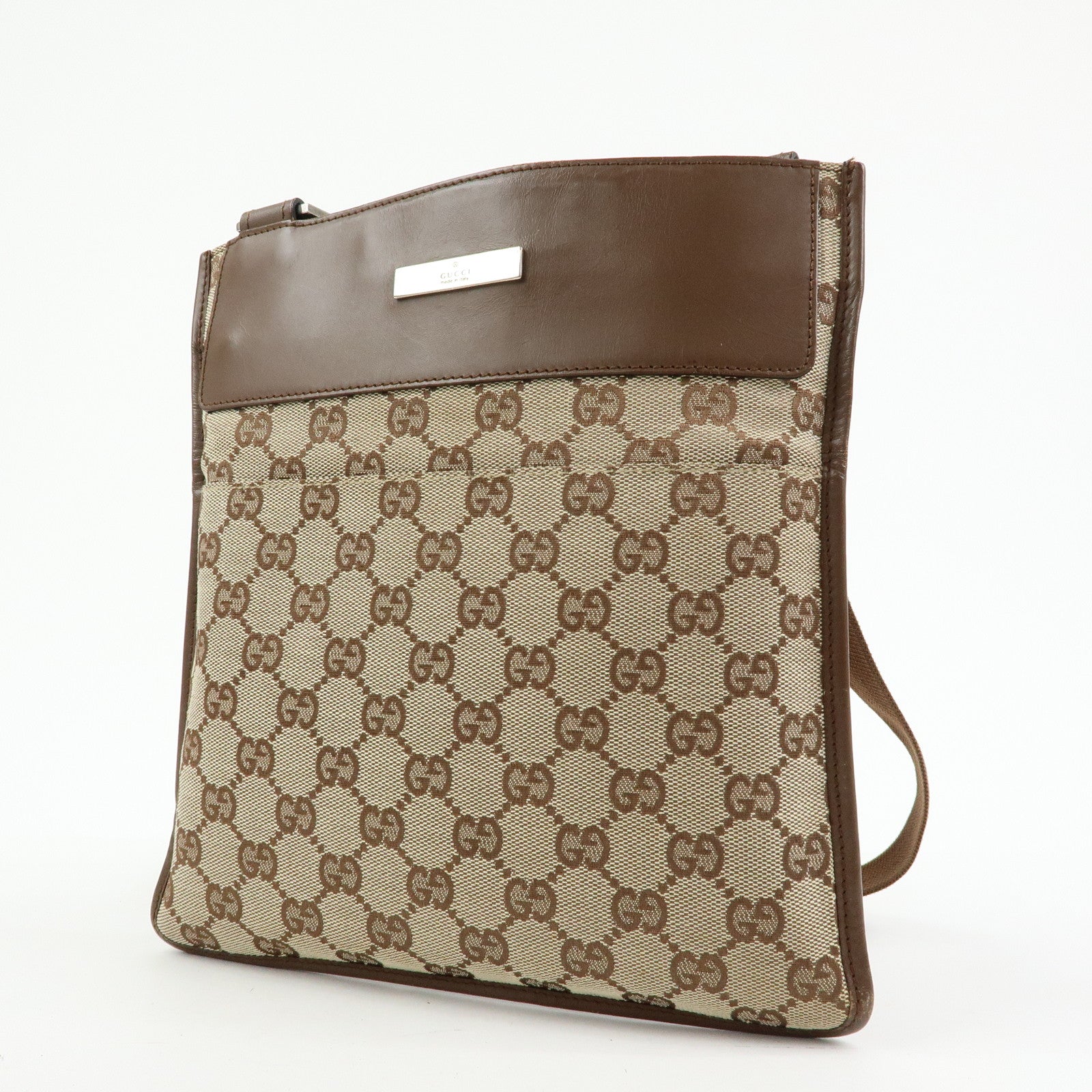 GUCCI GG Canvas Leather Shoulder Bag Crossbody Bag Brown 27639