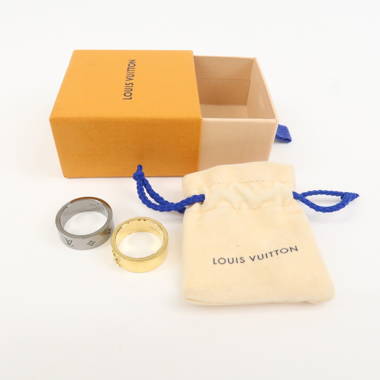 Louis Vuitton Instinct Set of2 Rings Size L Silver Grey Gold M00514