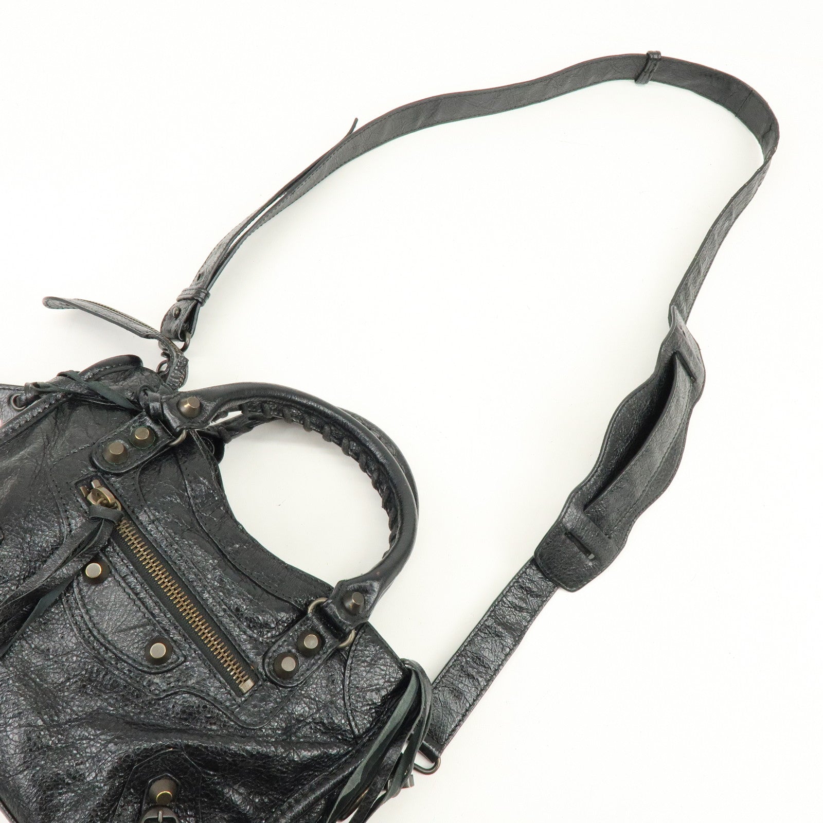 BALENCIAGA Classic Mini City Leather 2Way Hand Bag Black 300295