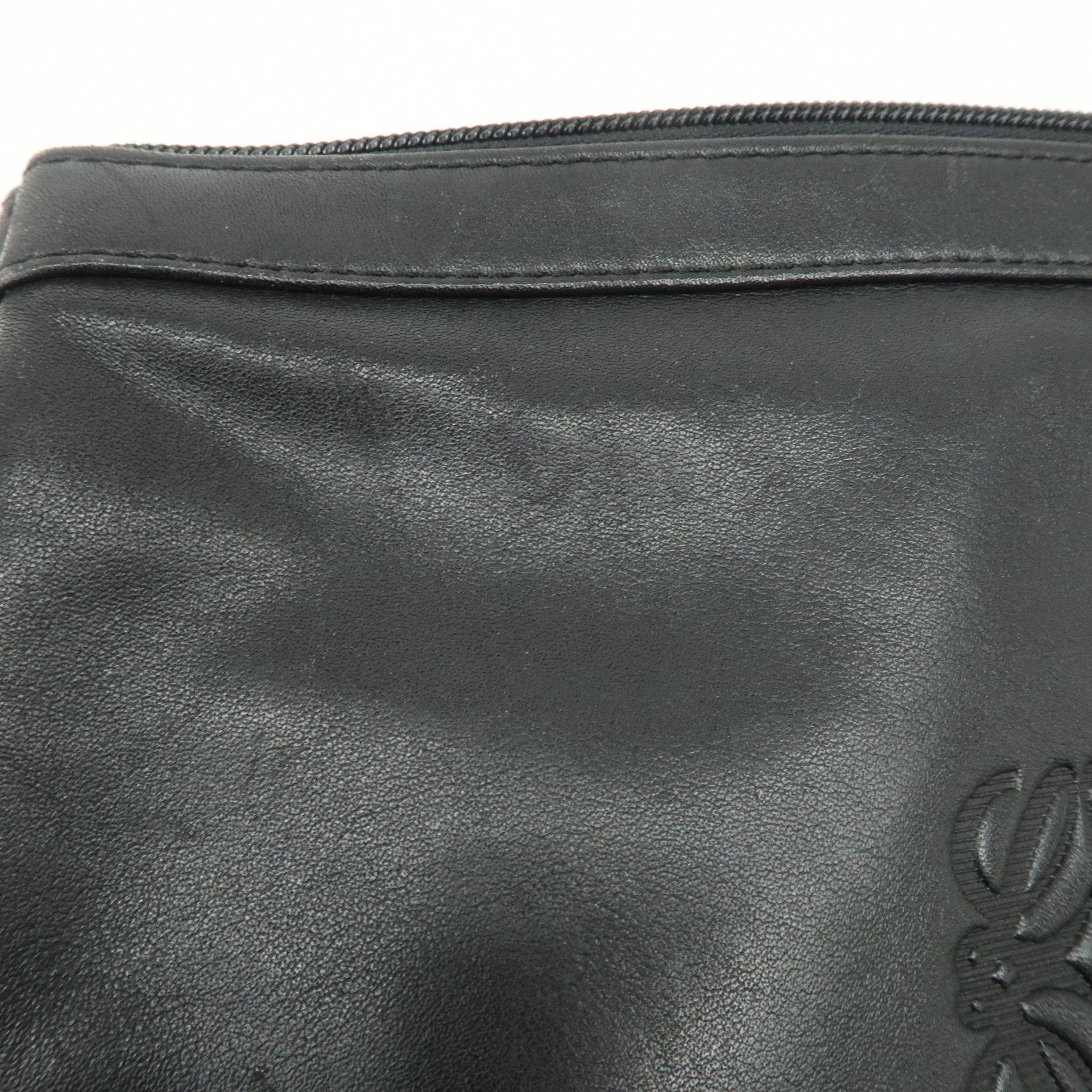 LOEWE Anagram Logo Leather Shoulder Bag Crossbody Bag Black