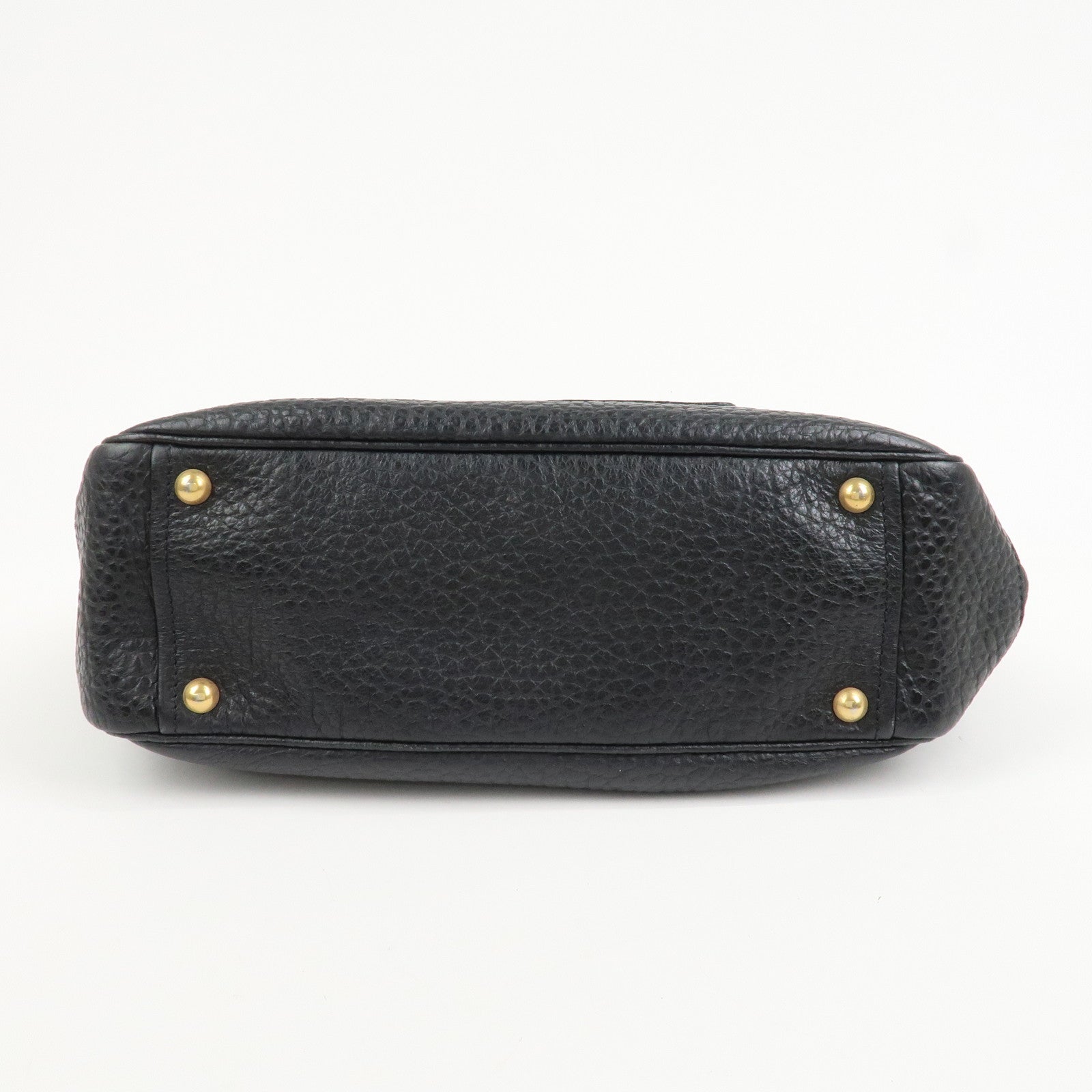 PRADA Triangle Logo Leather Shoulder Bag Hand Bag Black BR1976